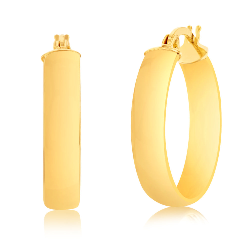9ct Yellow Gold 15mm Plain Hoop Earrings for Women - Classic Simple Circle Earrings for Everyday Wear, Gift Giving & Special Occasions