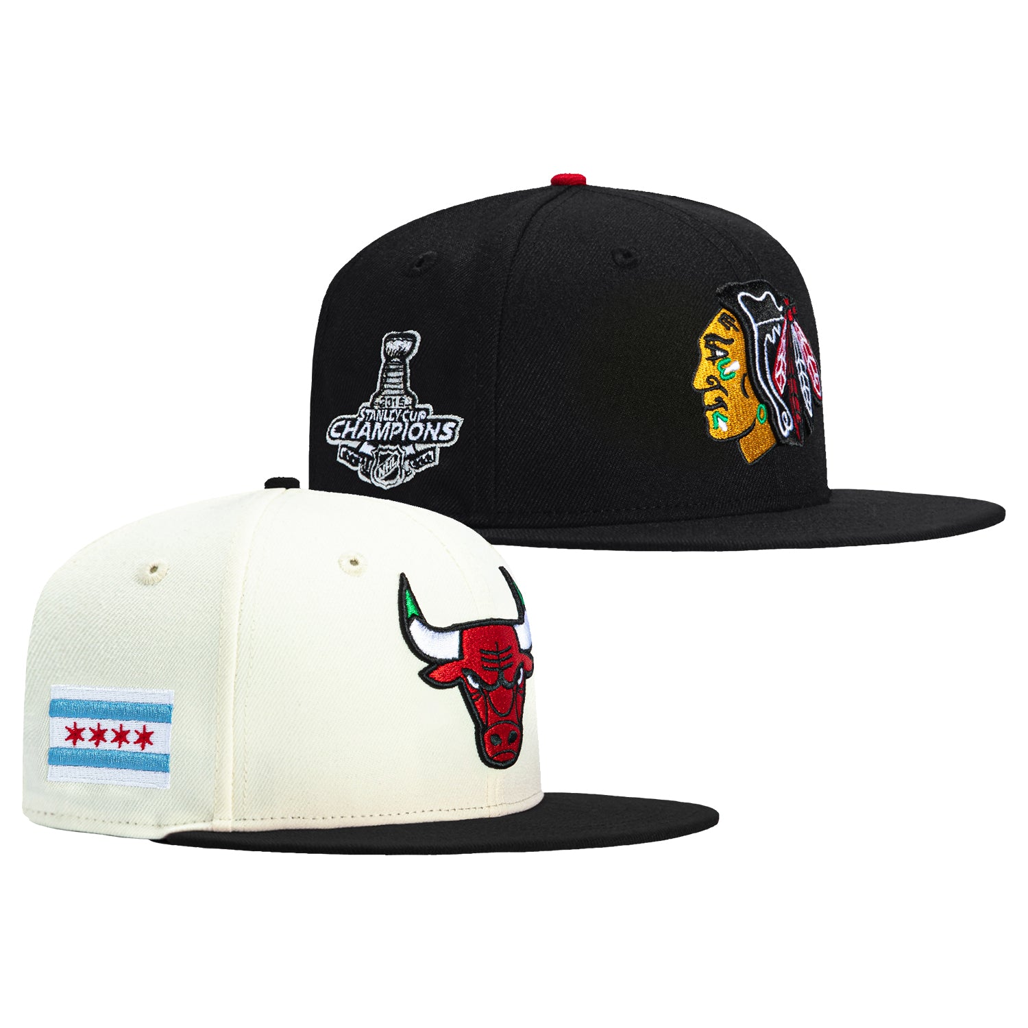 New Era 59Fifty NBA x NHL Crossover Chicago Pack - Official Licensed Snapback Hat for Basketball & Hockey Fans - Perfect for Game Day, Sports Events & Streetwear Fashion