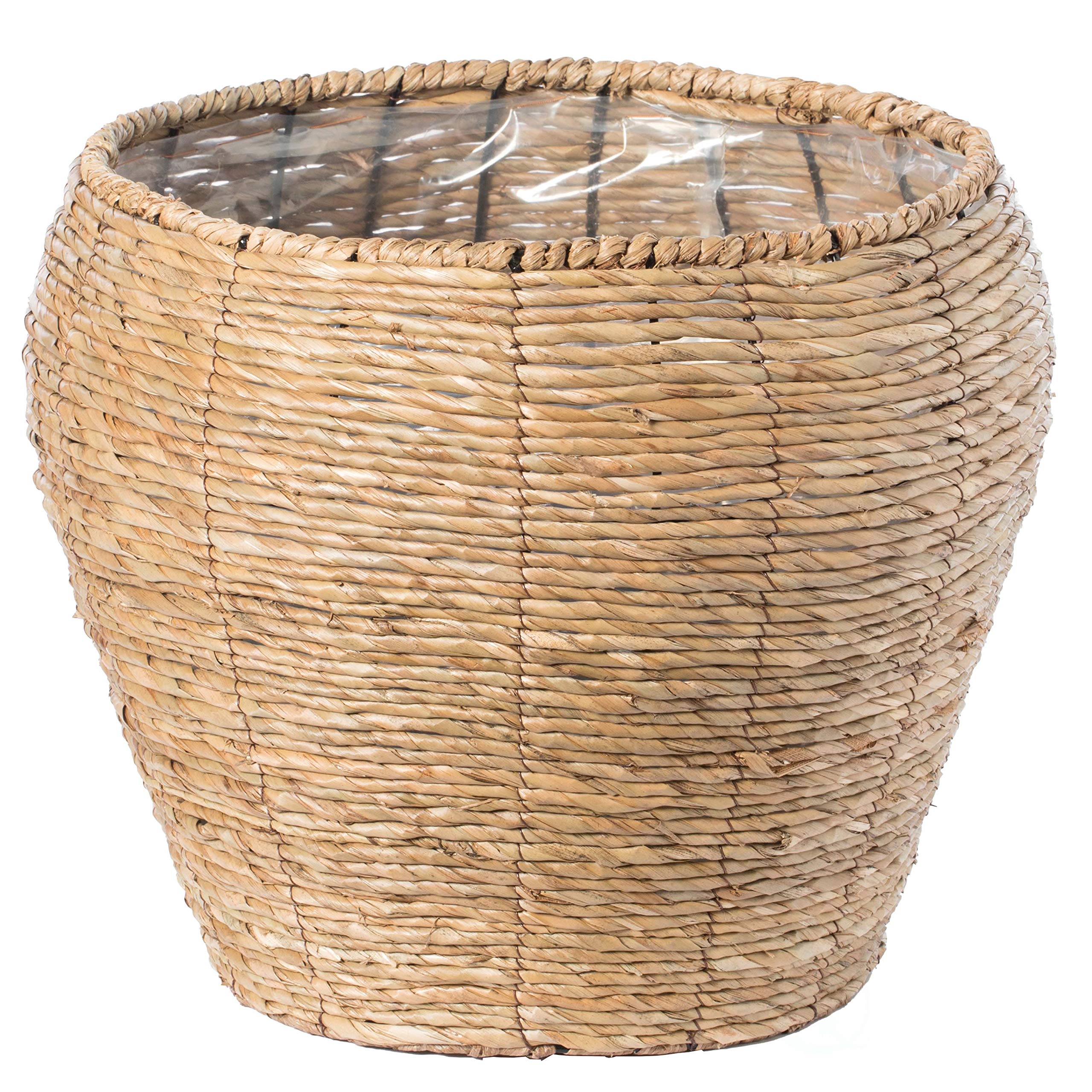 Vintiquewise Large Woven Round Flower Pot Planter Basket with Leak-Proof Plastic Lining - Perfect for Indoor Plants, Home Decor, and Garden Decorations