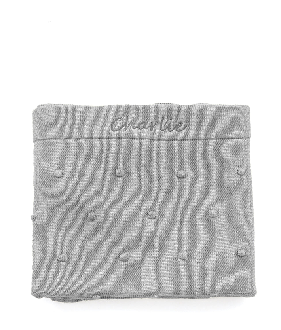 Personalized Baby Blanket - Soft Grey Knit Blanket for Newborns & Infants - Perfect for Nursery, Gift Giving & Photo Shoots