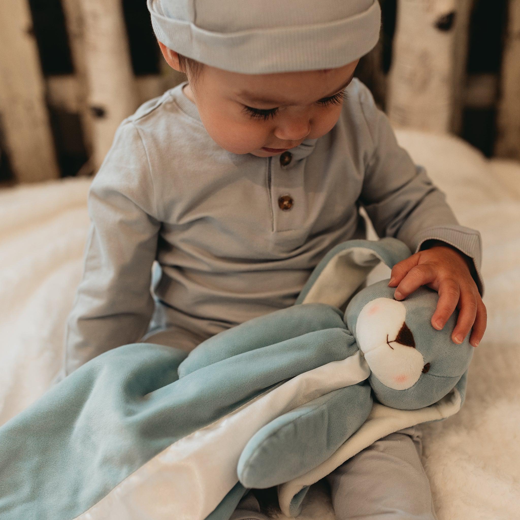 Nibble Buddy Blanket - Soft Chewable Sensory Blanket for Babies & Toddlers in Stormy Blue | Perfect for Teething, Autism Comfort & Calming Anxiety
