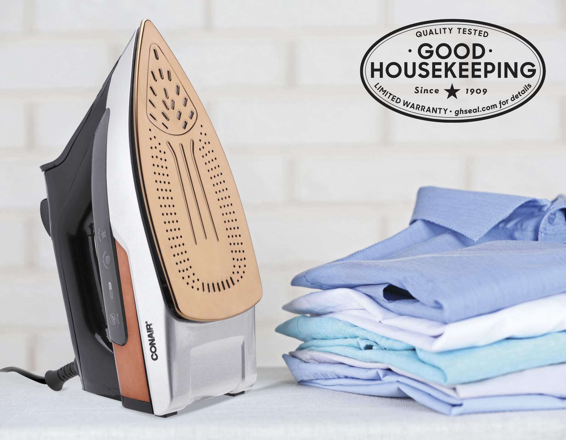 Conair ExtremeSteam 1875 Watt Professional Steam Iron for Clothes - Powerful Garment Steamer for Home & Travel, Perfect for Wrinkles Removal on Shirts, Dresses & Suits