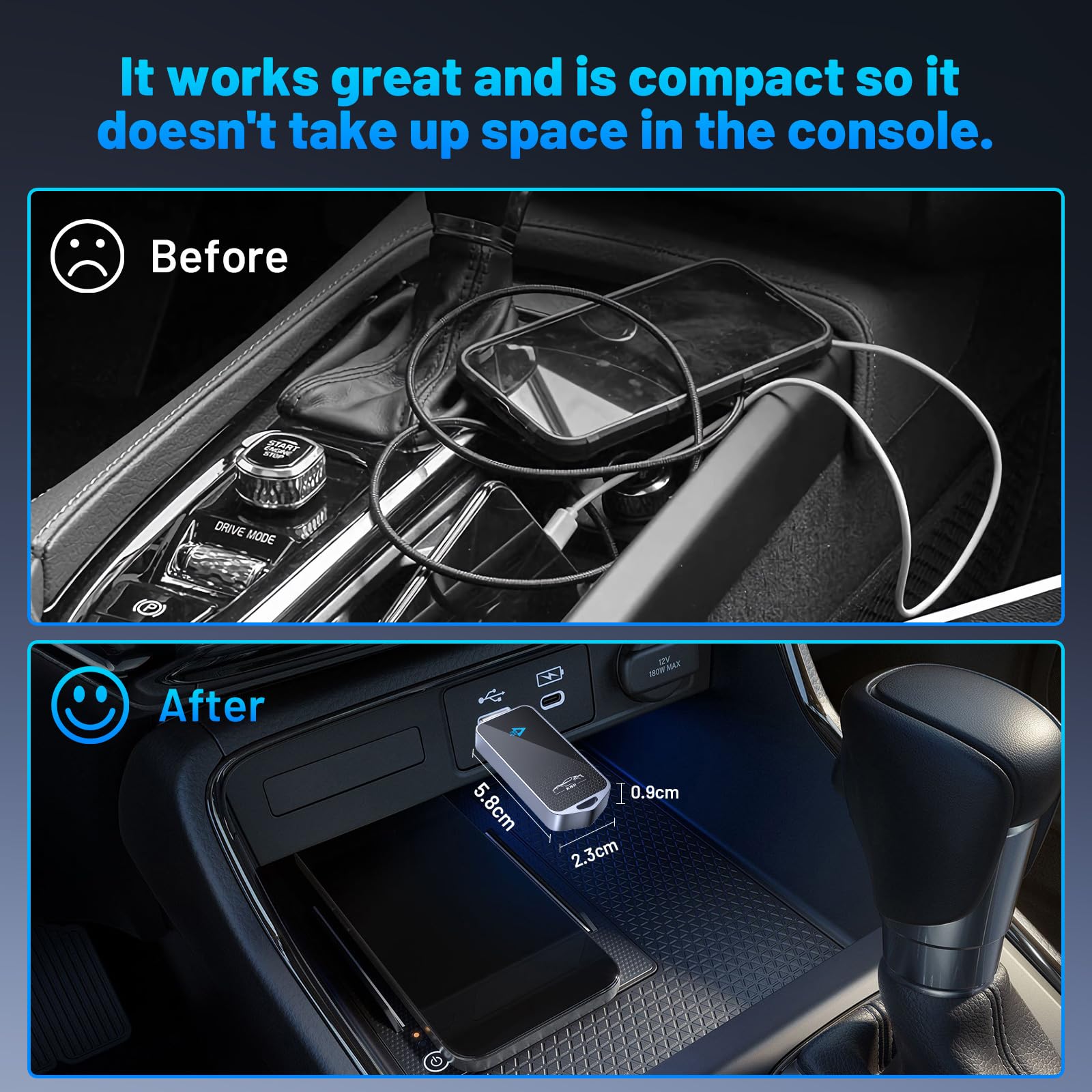 2-in-1 Wireless Adapter for Android Auto & Apple CarPlay - Plug & Play Wi-Fi 6 & Bluetooth 5.2 - Compatible with iPhone 6+/Android 11+ - USB-A/Type-C Included - Perfect for Hands-Free Driving & Seamless Music Streaming