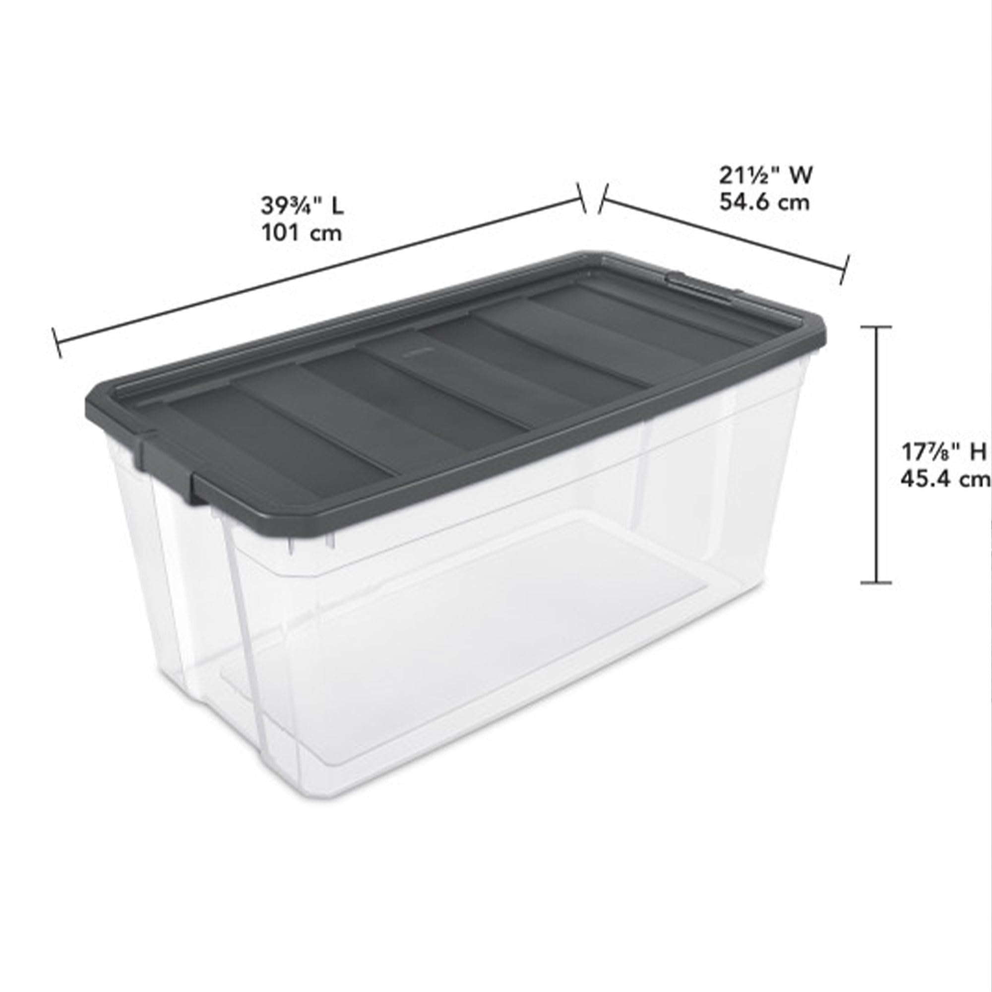 Sterilite 6-Pack Modular Stacker Box - Clear Plastic Storage Bins with Secure Latching Lids (200 Quart) - Perfect for Home Organization, Garage Storage & Closet Decluttering