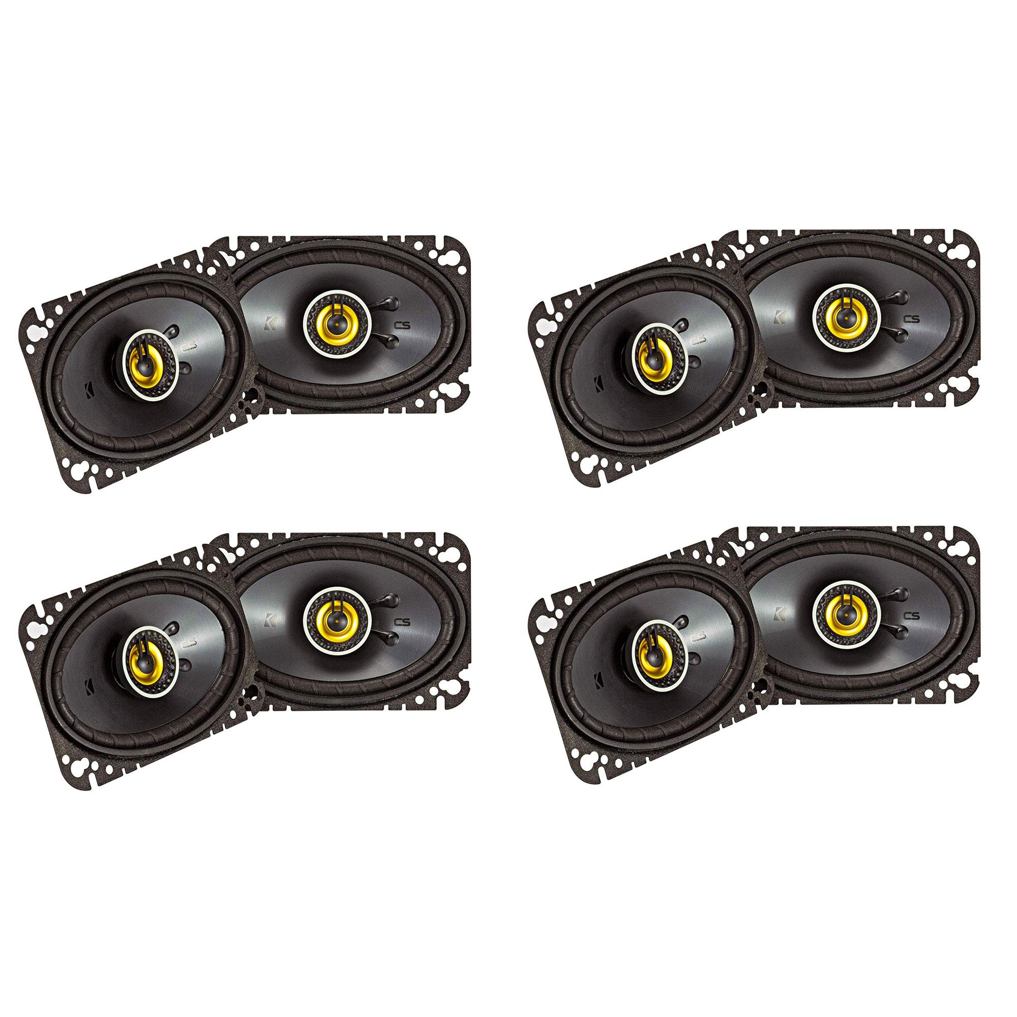 Kicker CS Series CSC46 4 x 6 Inch Car Audio System Speakers - High Performance 2-Way Coaxial Speakers, Yellow (4 Pair) - Perfect for Car, Truck, SUV & Boat Audio Upgrades