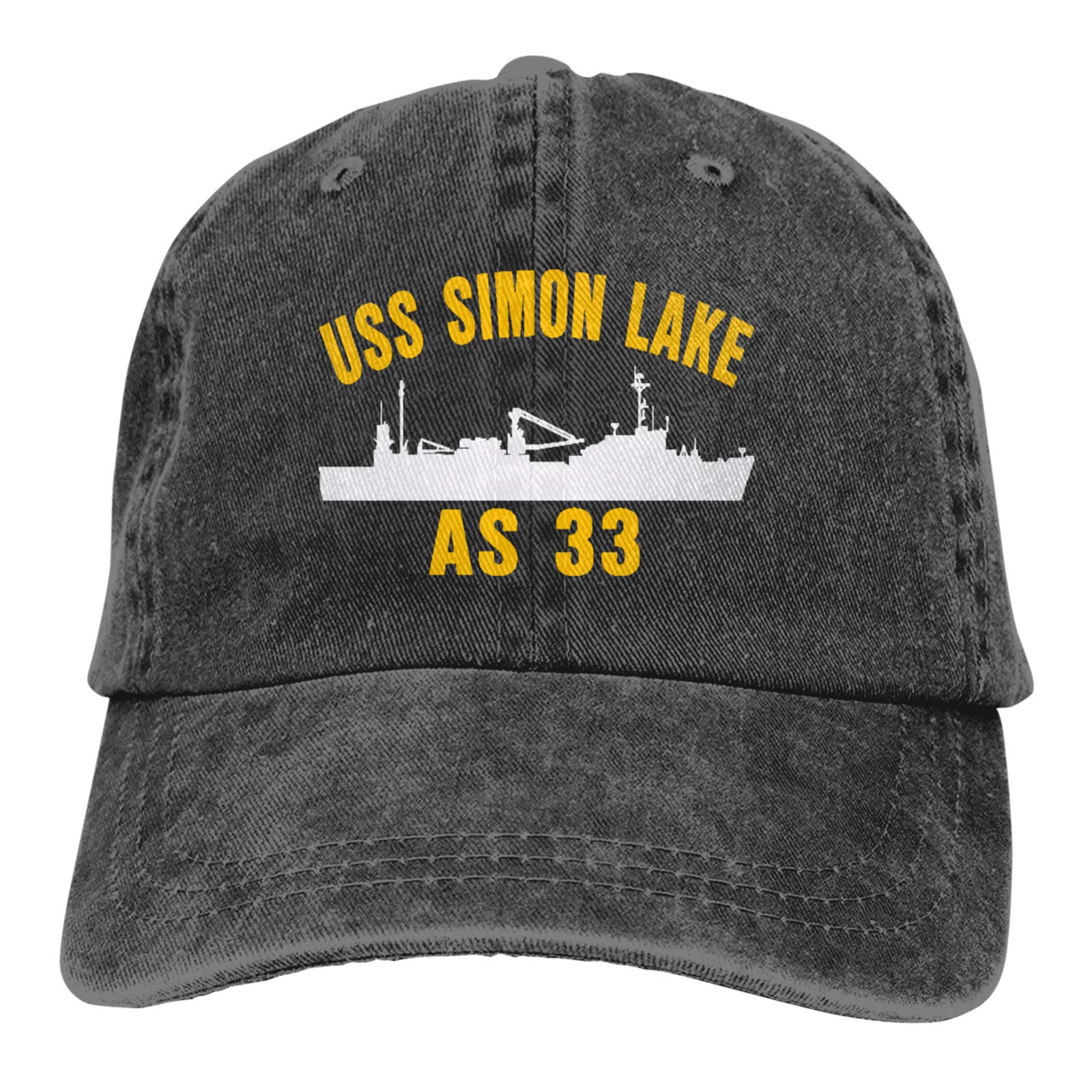 USS Simon Lake AS-33 Vintage Denim Cowboy Hat - Classic Baseball Cap for Men & Women - Perfect for Outdoor Adventures, Rodeo, and Casual Wear