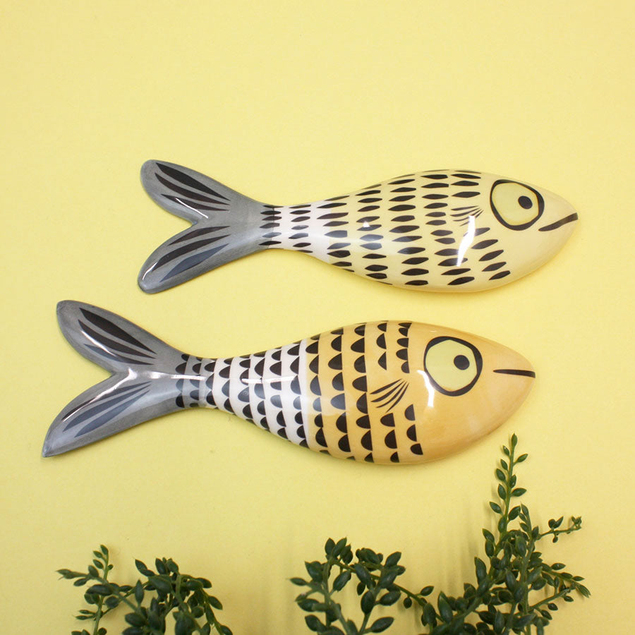 Yellow Fish Ceramic Wall Art - Handmade Home Decor for Living Room, Bathroom & Kitchen