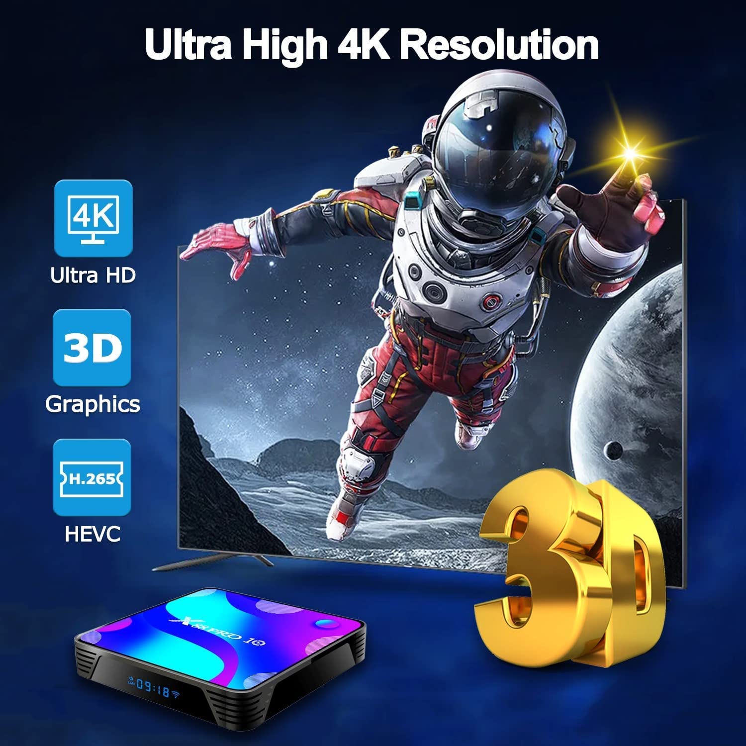 4K Android TV Box 11.0 - 4GB RAM 128GB ROM, RK3318 Quad-Core Cortex-A53 Smart Media Player with Backlit Wireless Keyboard Remote - Perfect for Streaming Netflix, Hulu, YouTube & Gaming on Your TV