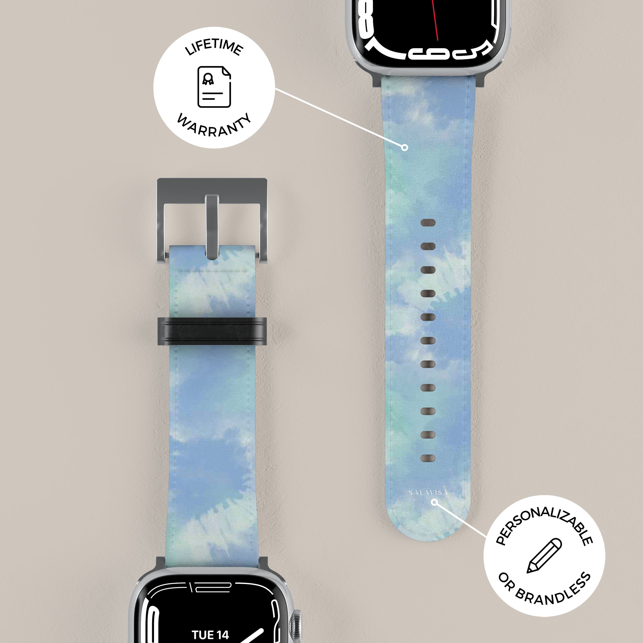 Ocean Green Tie Dye Apple Watch Band - Soft Silicone Replacement Strap for Apple Watch Series 9/8/7/6/SE/5/4/3/2/1 - Perfect for Yoga, Running, Workouts & Everyday Wear