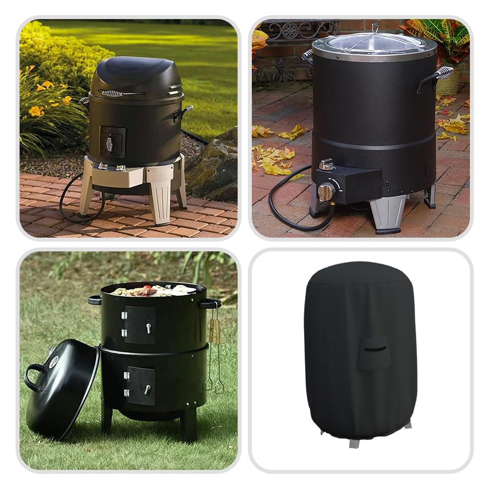 Premium 12 Oz Waterproof BBQ Smoker Cover - UV & Weather Resistant Grill Cover for Dome, Bullet, Barrel, Kettle & Drum Smokers (39