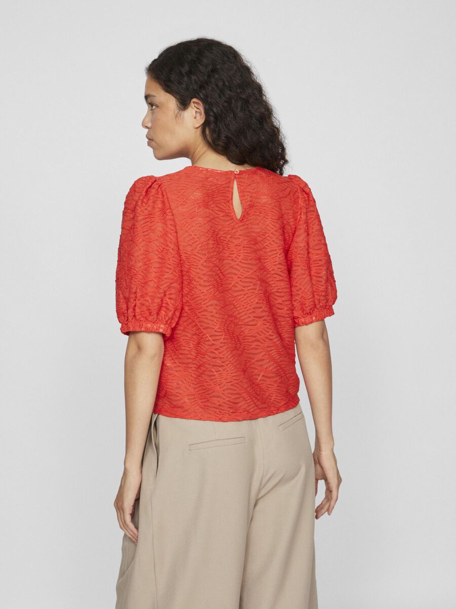 Fina 1/2 Sleeve Women's Casual Top in Poppy Red - Perfect for Spring Outfits, Date Nights & Office Wear