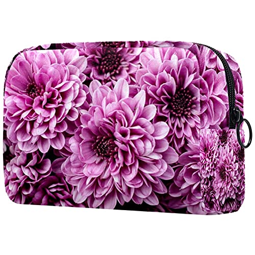 Chrysanthemum Blossom Makeup Bag for Women - Waterproof Travel Cosmetic Organizer & Portable Toiletry Pouch - Perfect for Daily Use, Gym, Vacation and Business Trips