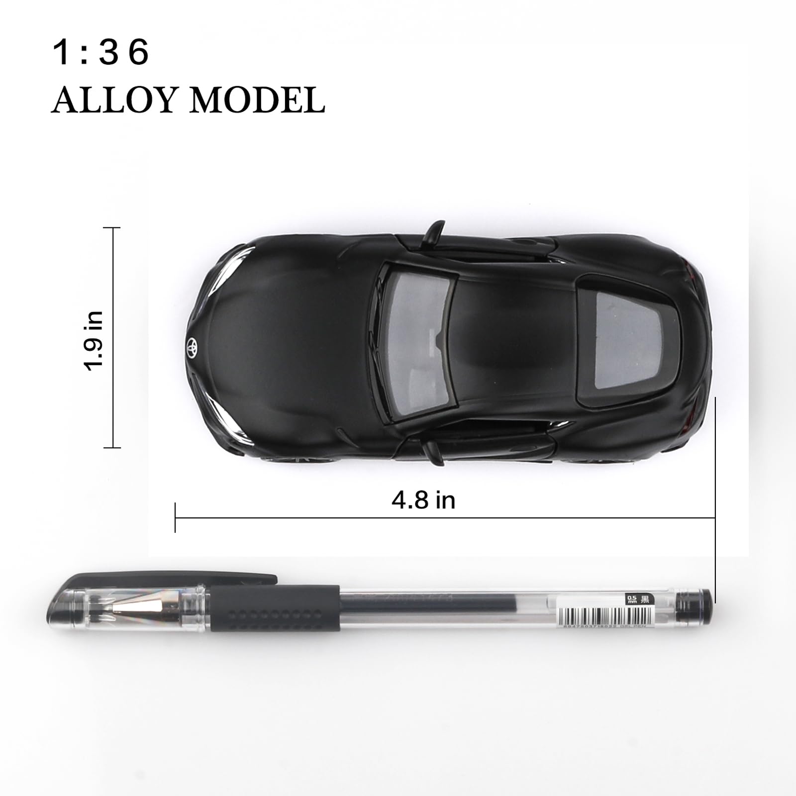1/36 Scale 2020 Toyota Supra Diecast Model Car - Pull Back Toy Car for Kids, Collectible Miniature Vehicle - Perfect Gift for Boys & Girls (Black) - Birthday, Christmas & Playtime Fun
