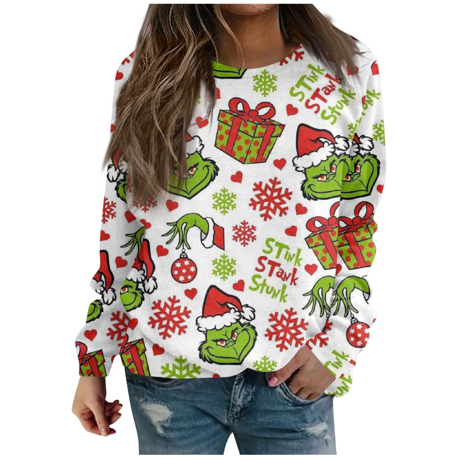 Women's Christmas Sweater Pullover Tops - Cozy Crew Neck Long Sleeve Blouses for Holiday Party & Winter Fashion 2023 | Perfect for Xmas Gatherings, Office Parties & Family Photos