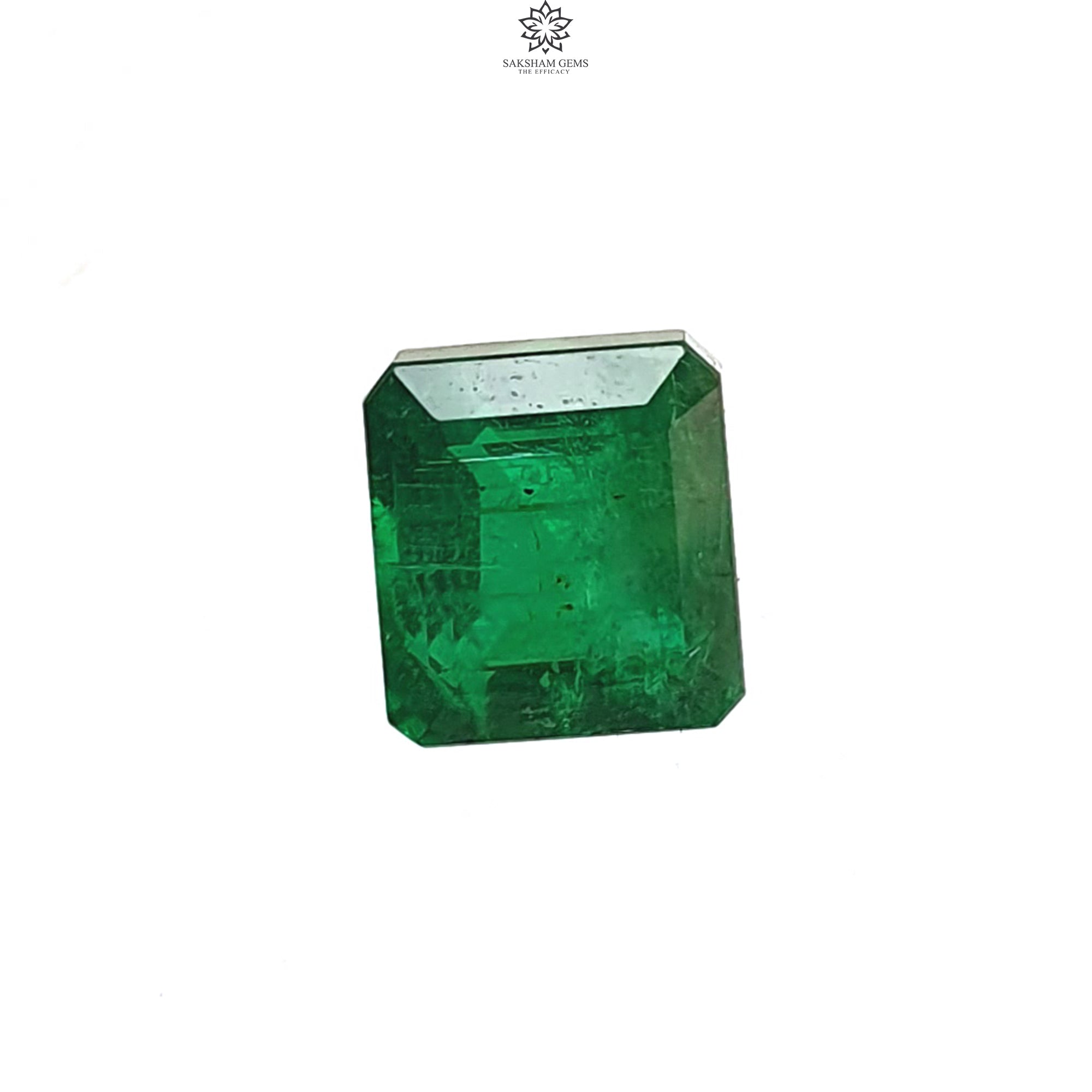 Natural 7.00cts Untreated Green Emerald Gemstone - Square Faceted Cut 10x9mm (1pc) | May Birthstone for Jewelry Making, Engagement Rings & Necklace Pendants