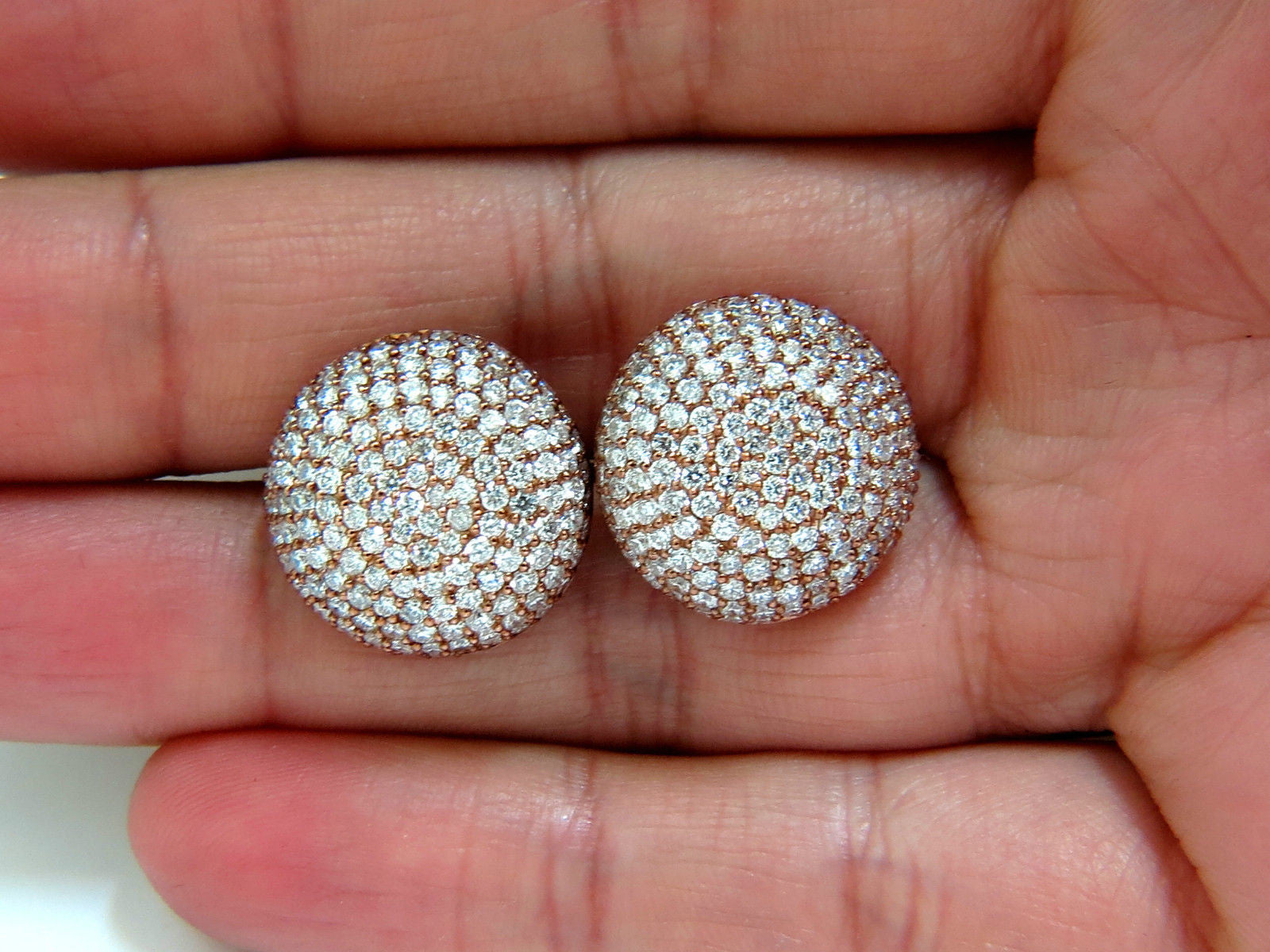 5.50CT Diamond Cluster Domed Bead Set Button Puff Clip Earrings G/VS - Elegant Jewelry for Parties, Weddings & Special Occasions