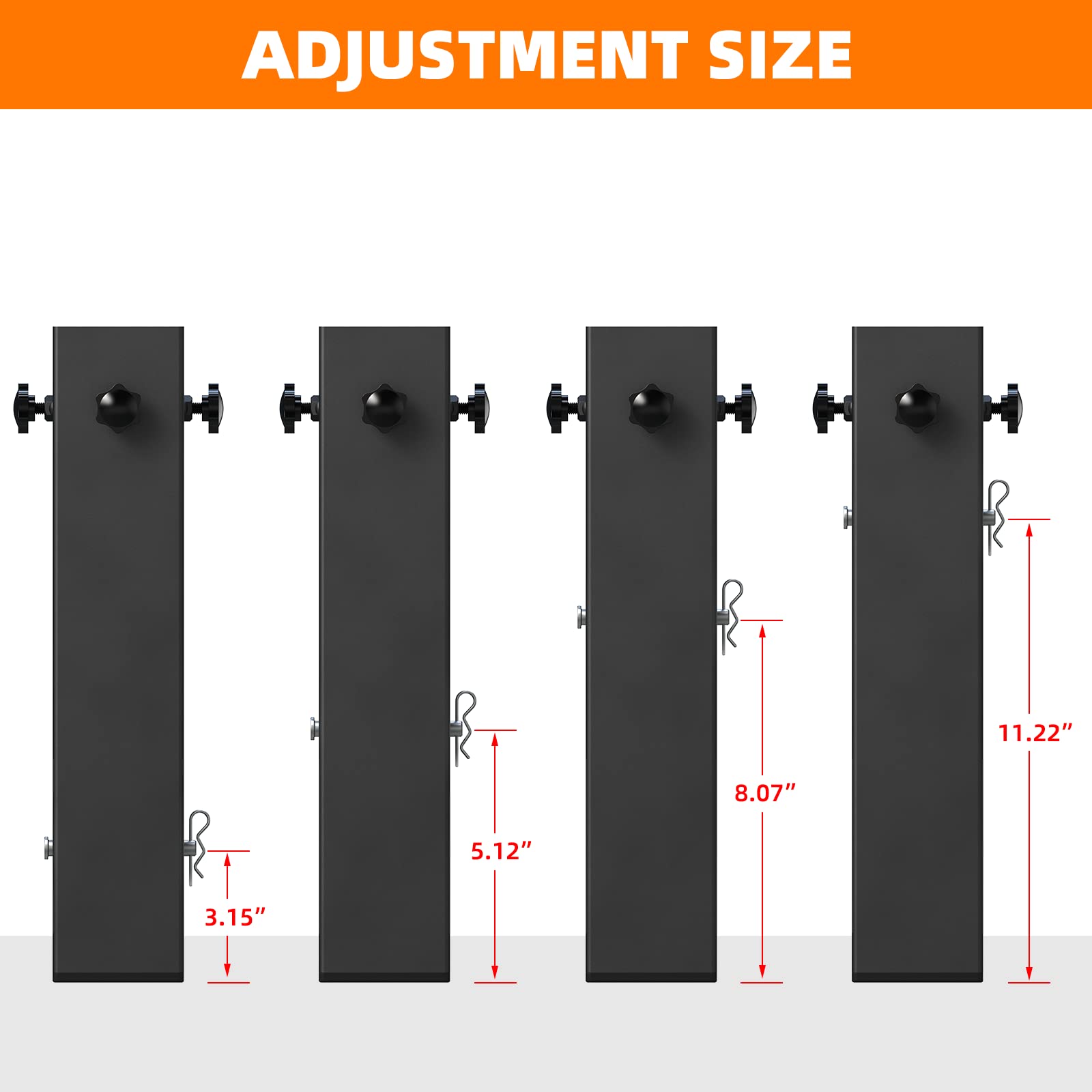 4 Pack Heavy Duty Carbon Steel Bed Risers - Adjustable Height 3.2