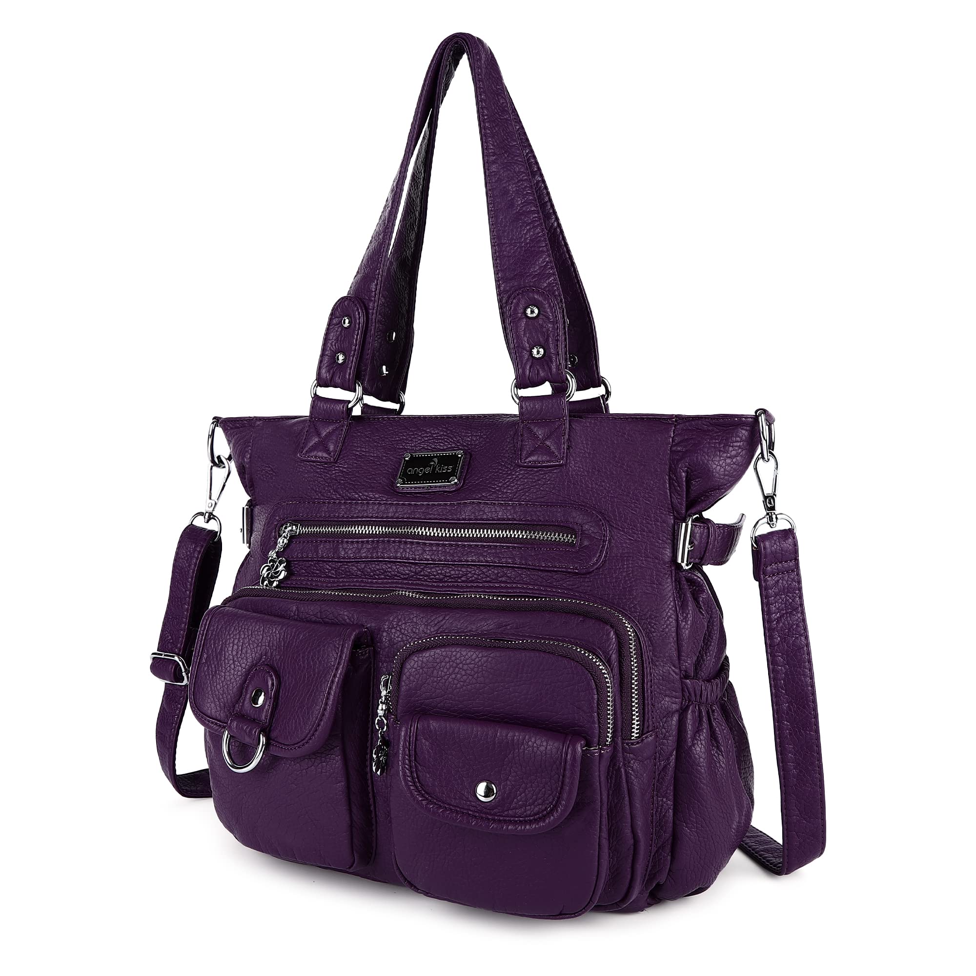 Angelkiss Women's PU Tote Shoulder Bag with Pockets - Perfect for Work & Travel
