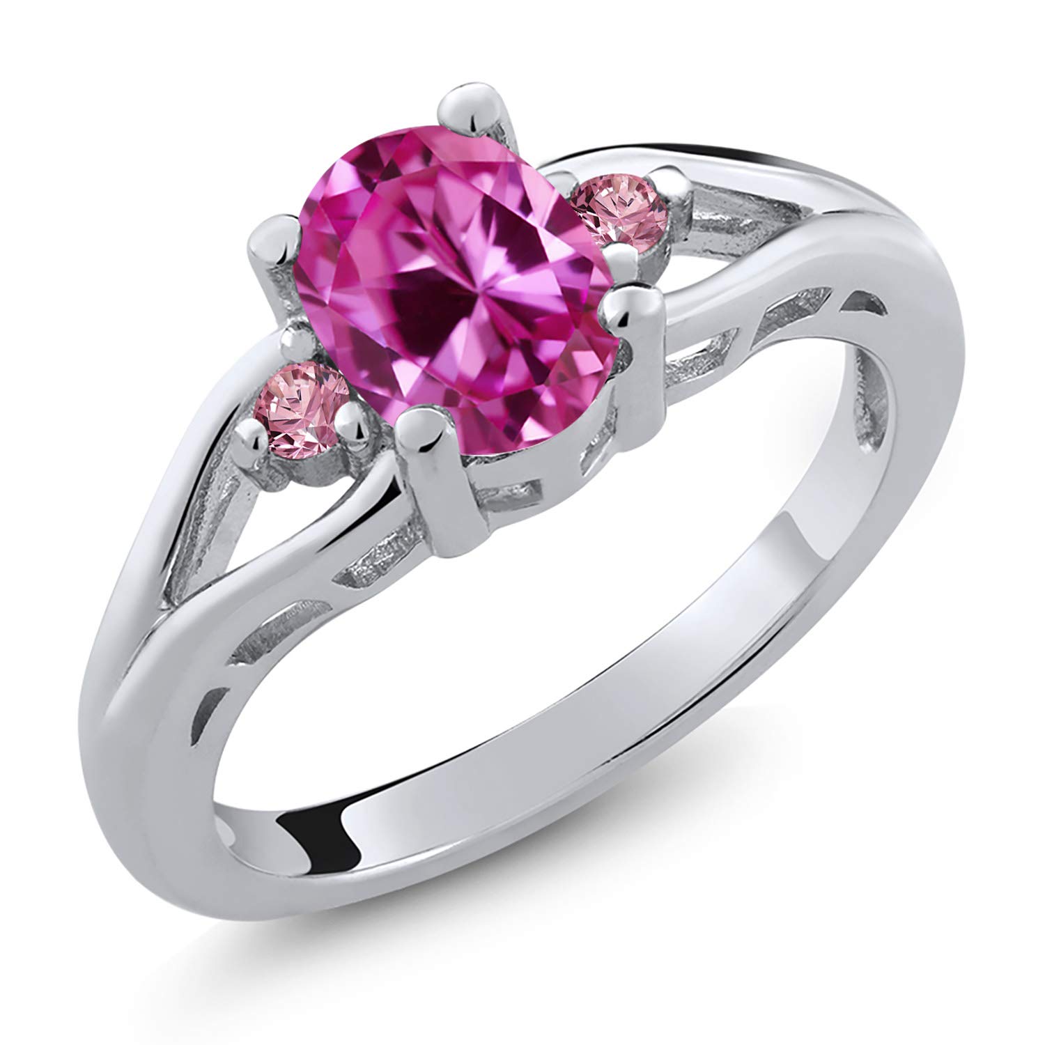 1.73 Ct Oval Pink Lab-Grown Sapphire & Diamond Ring in 925 Sterling Silver | Engagement, Wedding, Anniversary Gift for Women
