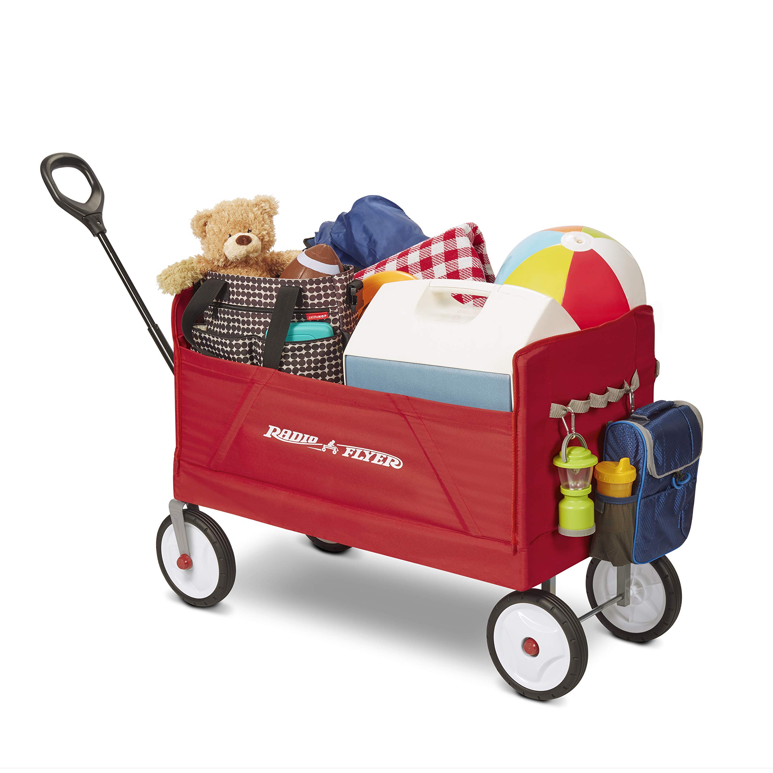 Radio Flyer 3-in-1 EZ Fold Wagon - Red Collapsible Wagon for Kids, Cargo & Garden | Foldable Utility Wagon for Outdoor, Beach, Camping & Grocery Shopping