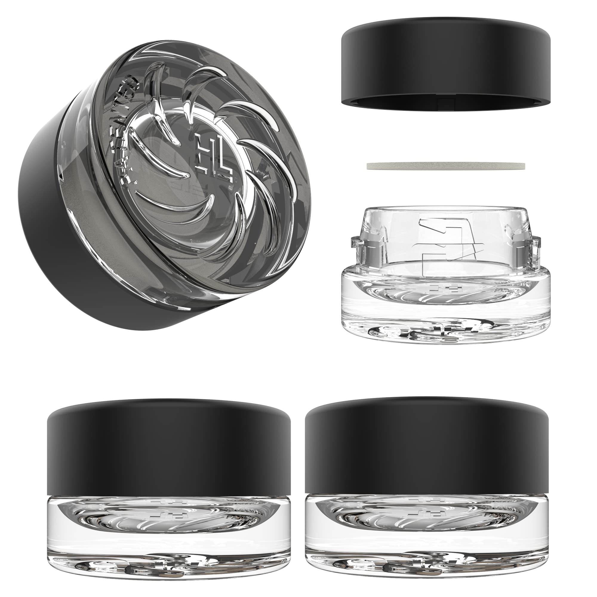 5ml Supercell Clear Glass Thick Child-Resistant Containers - Airtight Concentrate Storage Jars for Essential Oils, CBD, Lip Balm, Wax & Cosmetics - Premium Black PE Cap Seal (Pack of 400) - Perfect for Home DIY, Dispensaries & Small Business Packaging