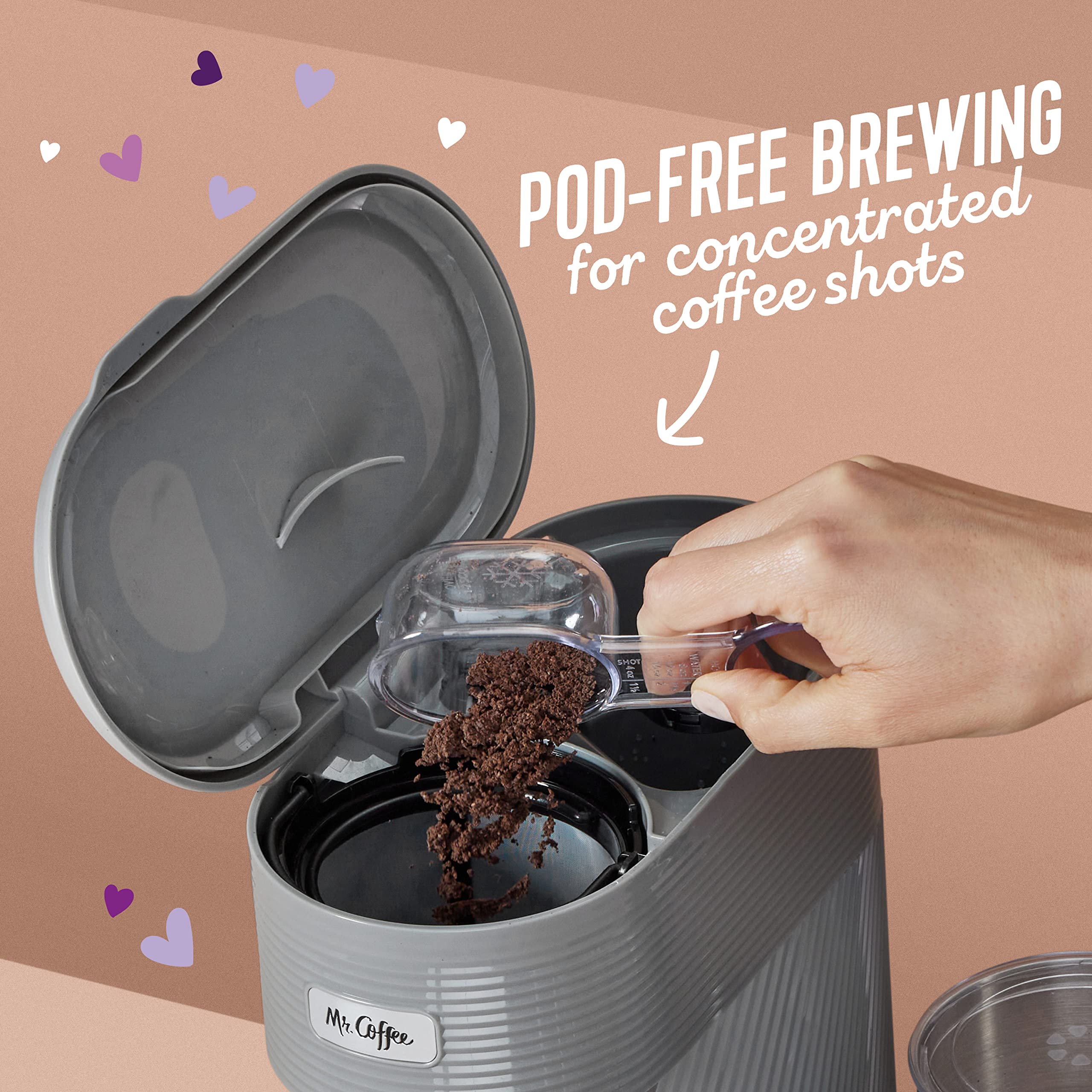 Mr. Coffee 4-in-1 Latte Lux Coffee Maker - Iced & Hot Single-Serve Machine with Built-In Milk Frother (22oz) - Perfect for Home, Office & Small Kitchens