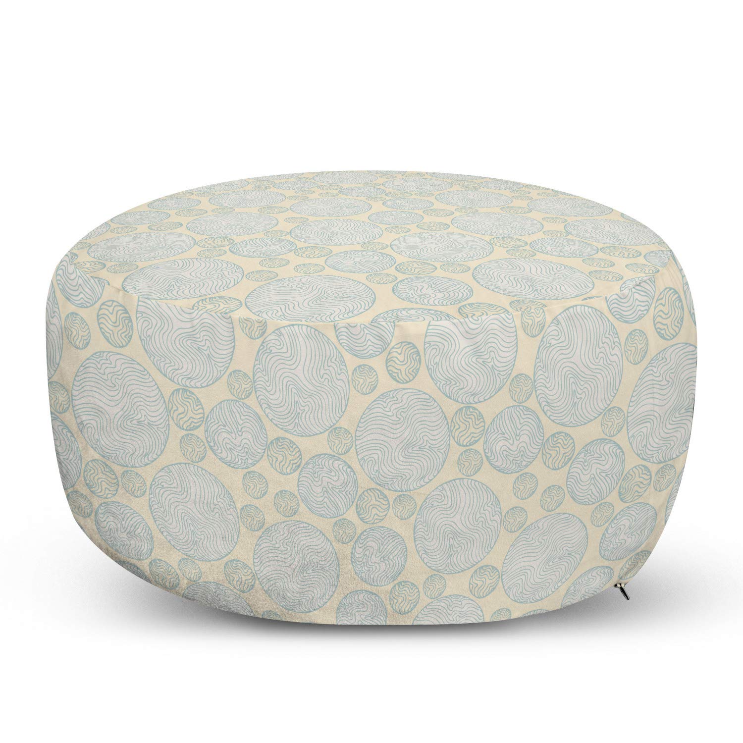 Ambesonne Neutral Color Ottoman Pouf with Geometric Galaxy Design - Soft Foot Rest with Removable Cover for Living Room & Bedroom - Blue Grey & Beige - Perfect for Home Decor, Lounge Seating, and Extra Comfort