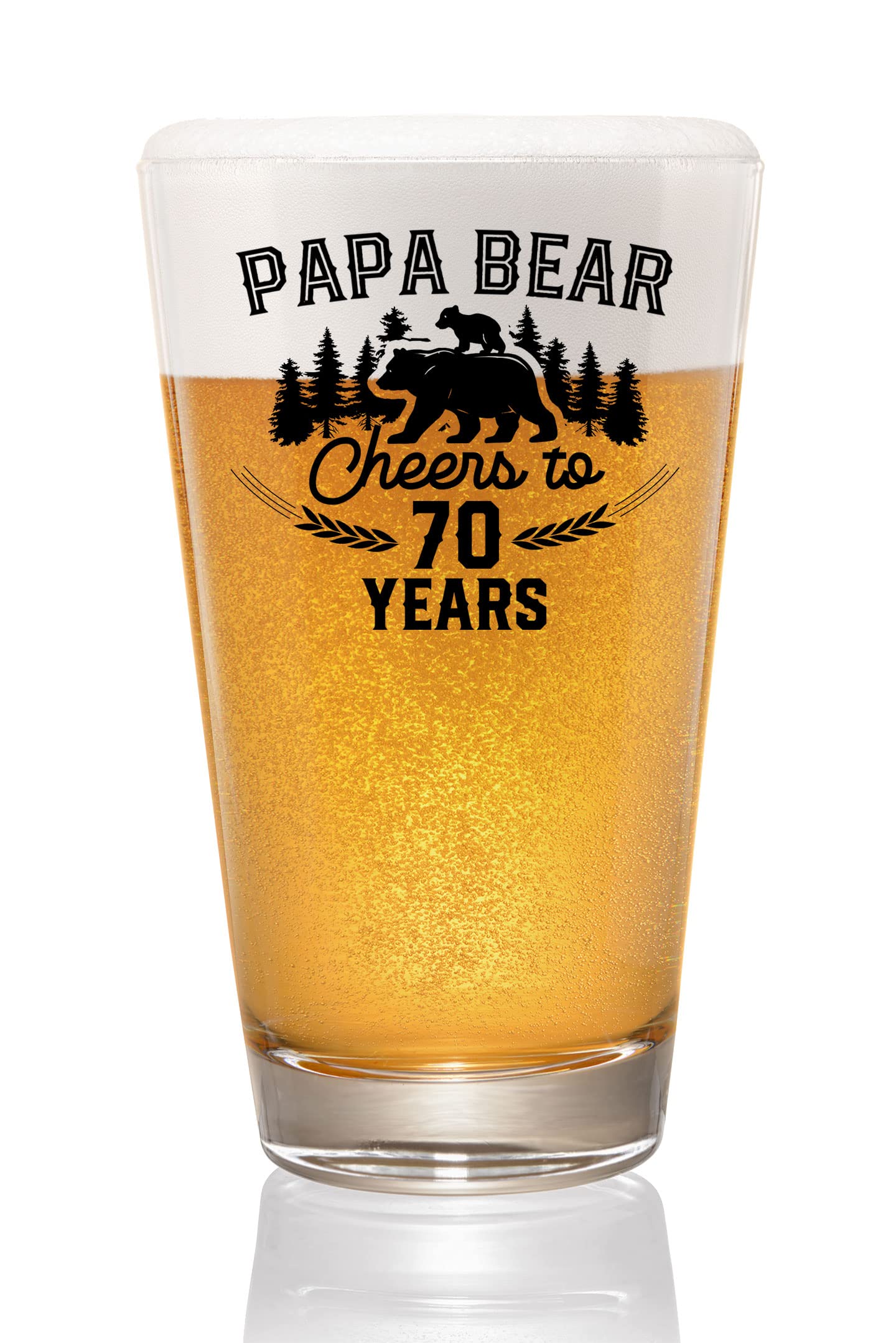 Vintage 16oz Pint Beer Glass - Prezzy Papa Bear Design for Father's Day, New Dads & 70th Birthday Celebrations | Retro Beer Mug Since 1952 | Perfect for Dad's Birthday Party, Man Cave Decor & Beer Lover Gifts