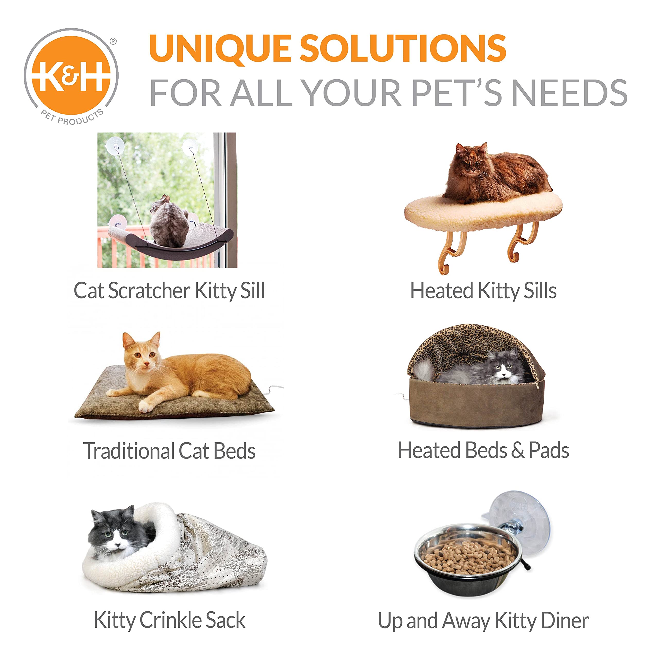 K&H Cat Window Perch Bed - Large Orthopedic Hammock for Indoor Cats, 60 lbs Capacity - Perfect for Sunny Windowsills & Relaxation