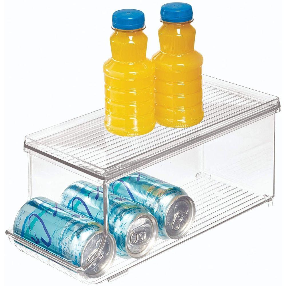 iDesign Linus Fridge Binz Can Organizer Plus - Space Saving Soda & Beer Can Storage for Refrigerator - Perfect for Kitchen, Pantry & Party Organization