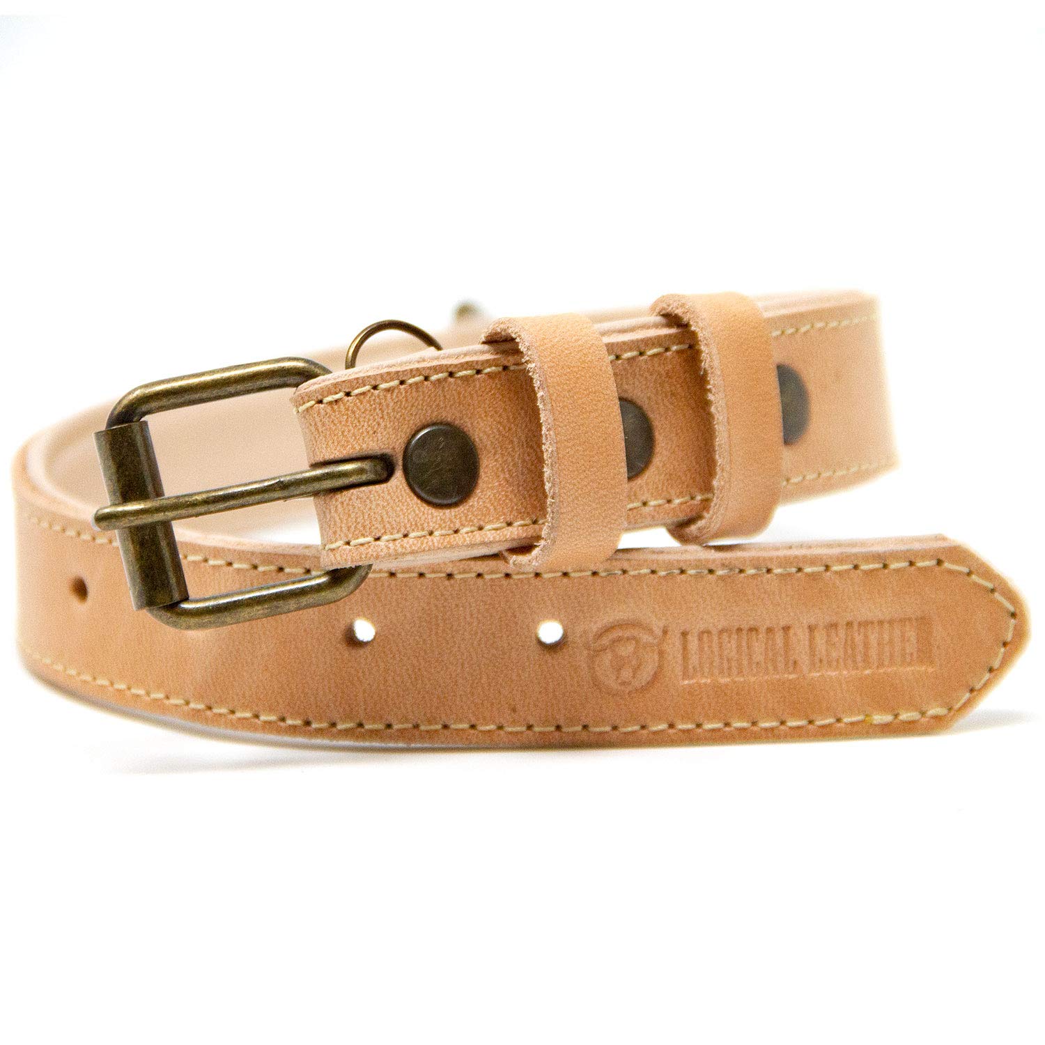 Premium Genuine Leather Dog Collar for Medium Dogs - Soft Padded Full Grain Leather, Adjustable & Durable (Tan, Medium) - Perfect for Daily Walks, Training & Outdoor Adventures