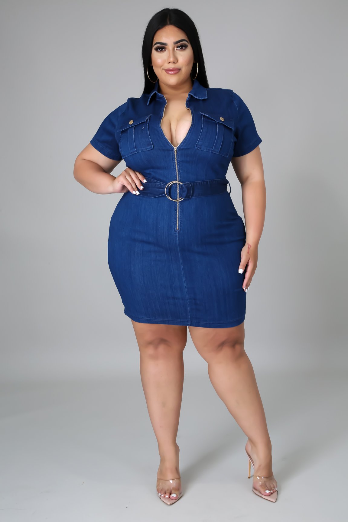 Aurora Women's Stretchy Denim Dress - Flattering Curve Fit for Casual Outings & Date Nights
