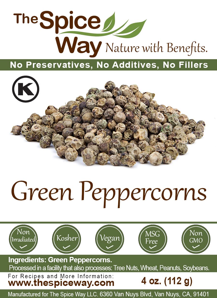 Premium Green Peppercorns 4 oz - Fresh & Aromatic Whole Peppercorns for Cooking, Gourmet Recipes & Spice Blends - Perfect for Steak, Sauces & Asian Dishes
