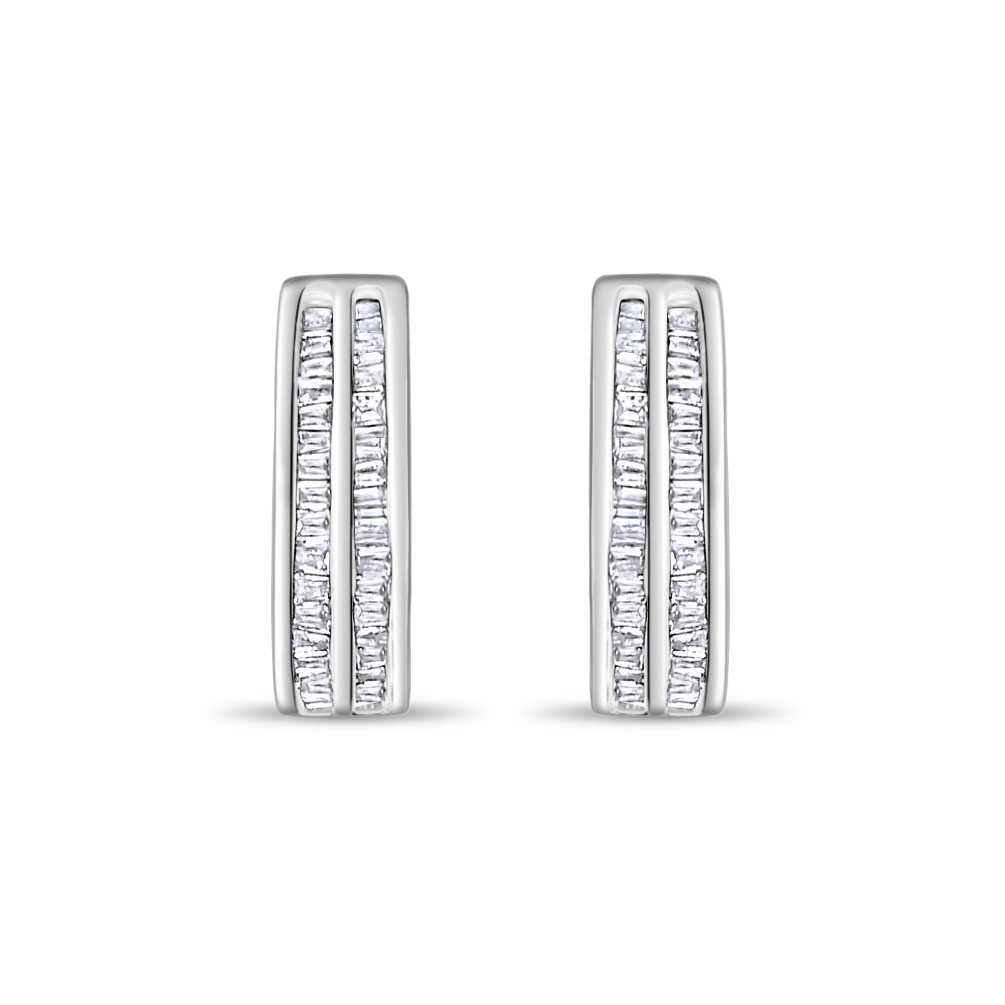 1.25cttw Diamond Baguette Earrings in 14k White Gold - Elegant Stud Earrings for Women, Perfect for Weddings, Parties & Special Occasions