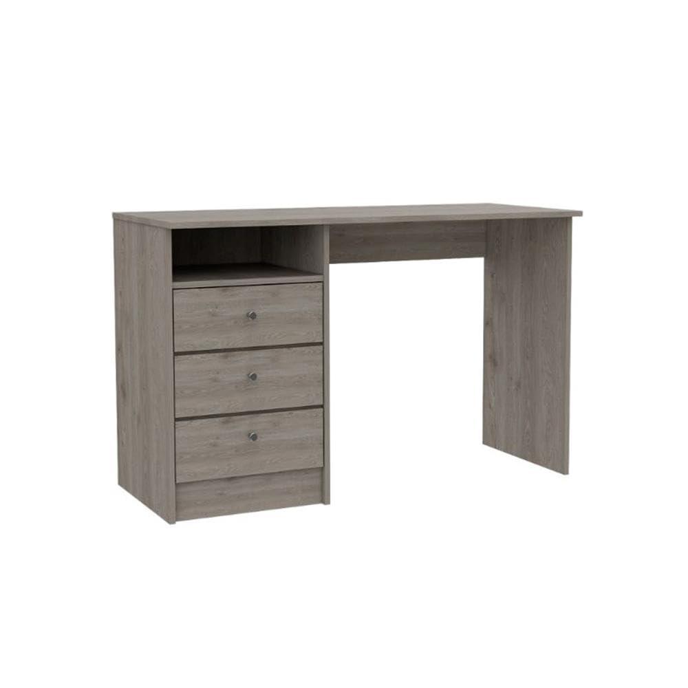 Modern 3-Drawer Computer Desk with Open Storage Shelf, Light Gray - Perfect for Home Office, Study, and Small Spaces - Ergonomic Workstation for Laptops & Desktops