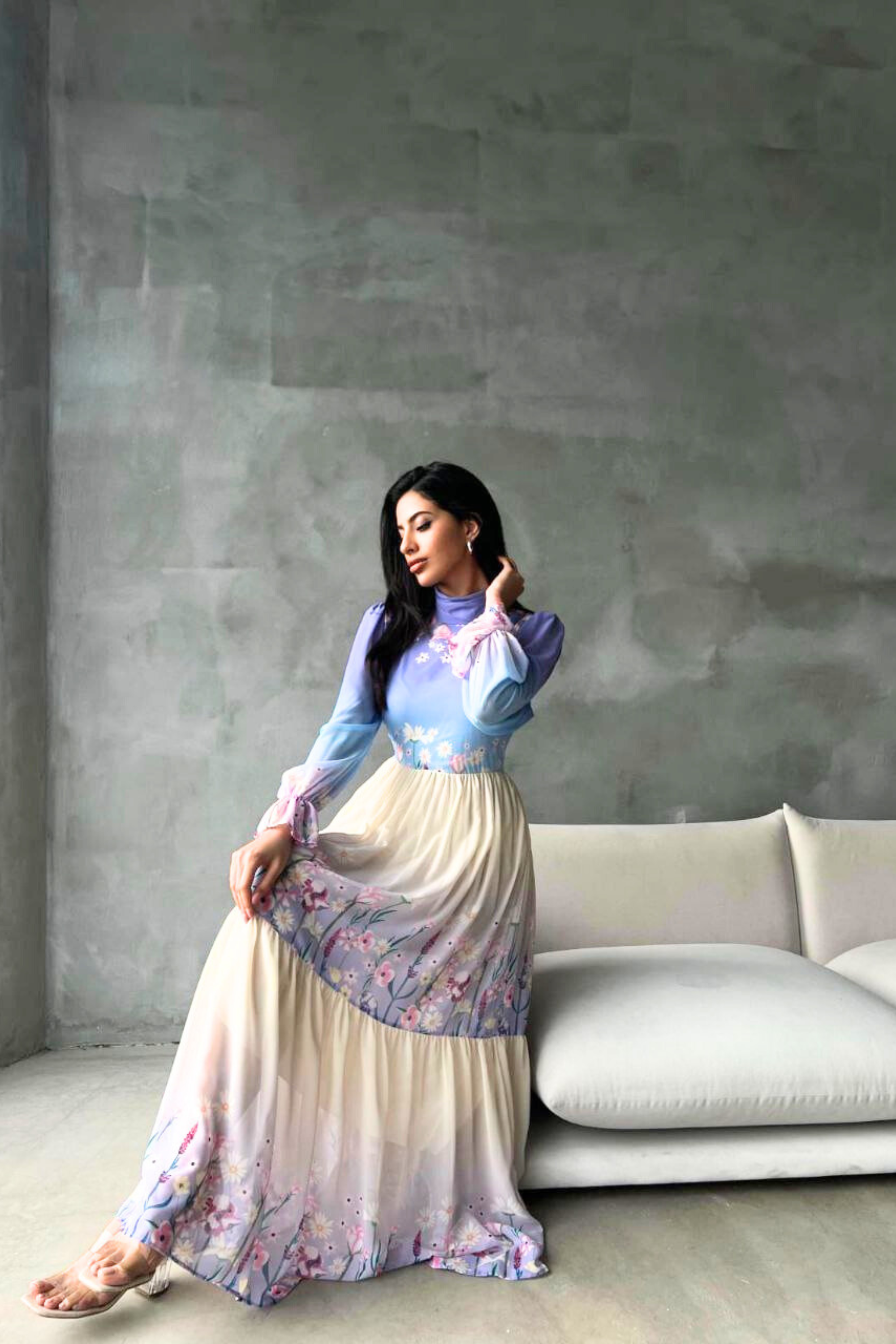 Elegant Floral Print Long Sleeve Maxi Dress for Women | Perfect for Garden Parties, Weddings & Spring Occasions