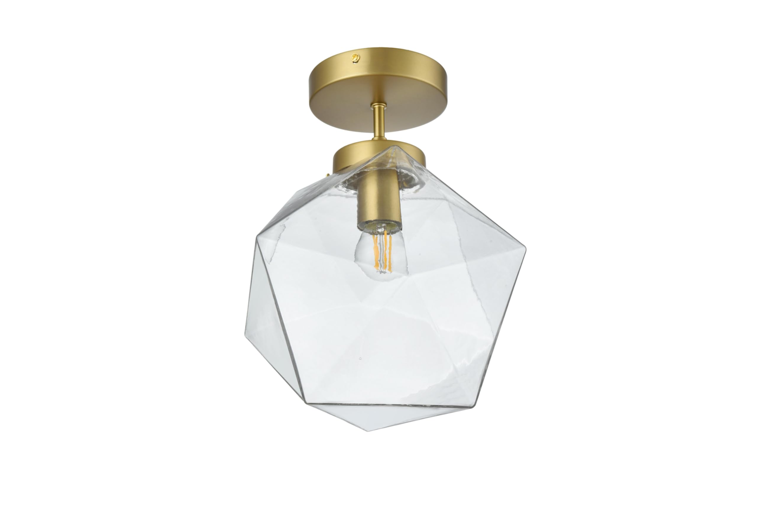 Lawrence 1-Light Mid-Century Modern Metal Flush Mount Ceiling Light in Black/Clear Glass - Perfect for Living Room, Bedroom & Hallway Lighting