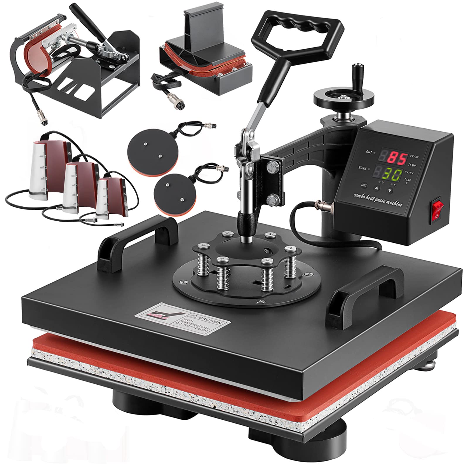 8 in 1 Heat Press Machine 15x15 Inch - Professional Swing Away Heat Transfer Machine for T-Shirts, Hats, Mugs & Plates | Sublimation Printing Equipment for DIY Crafts & Small Business | Perfect for Custom Apparel, Promotional Items & Personalized Gifts