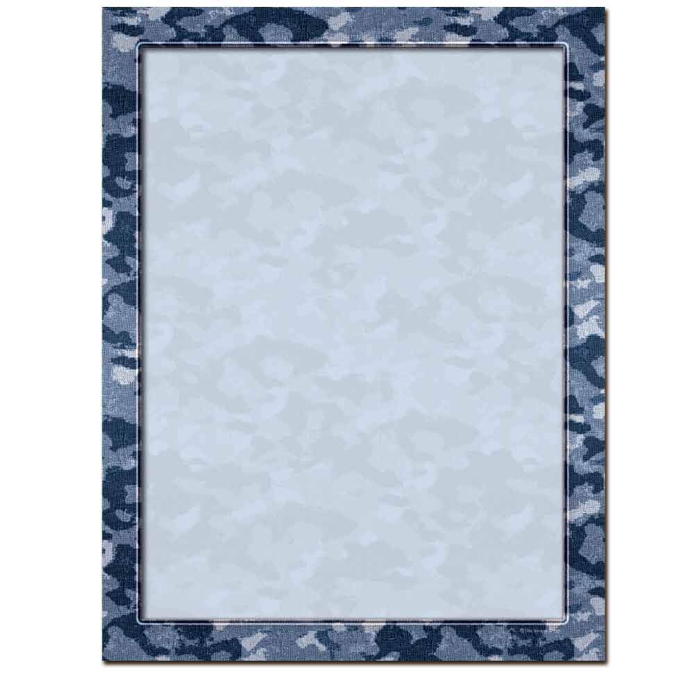 Camouflage Letterhead Laser & Inkjet Printer Paper - 100 Sheets (Blue) - Premium Printable Stationery for Business, Office & Home Use