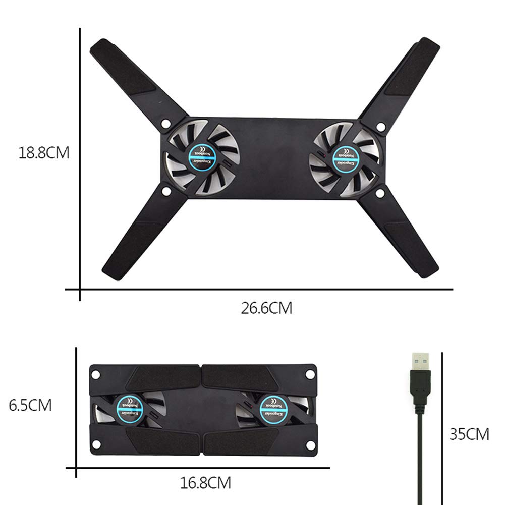 Portable Foldable Laptop Cooling Stand with USB Fan - Adjustable Ergonomic Notebook Cooler for Heat Dissipation | Perfect for Gaming, Office Work & Home Use