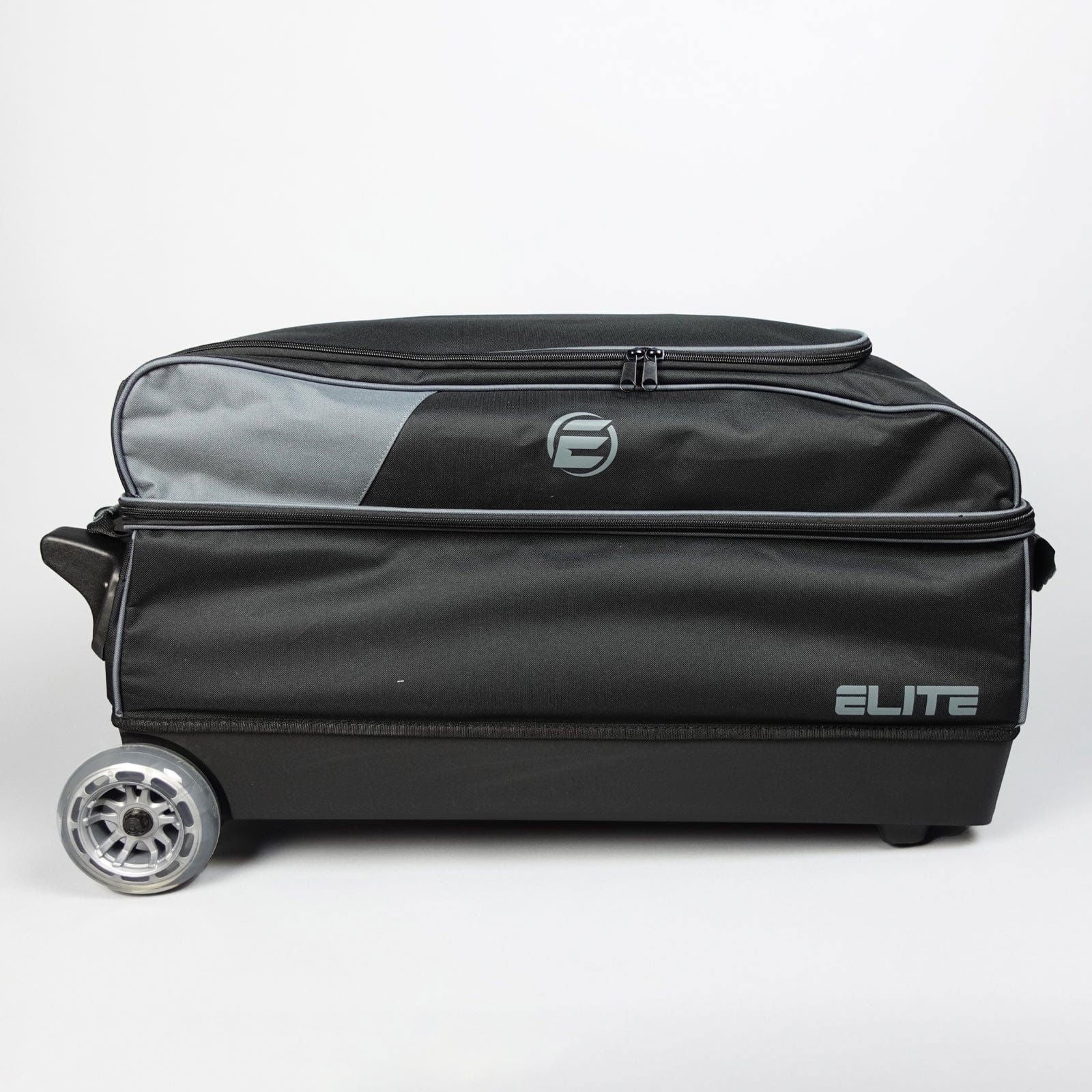 ELITE Basic Triple Roller Bowling Bag - Charcoal Black | Heavy Duty Rolling Case for Bowling Balls & Accessories | Perfect for League Play, Tournaments & Practice Sessions