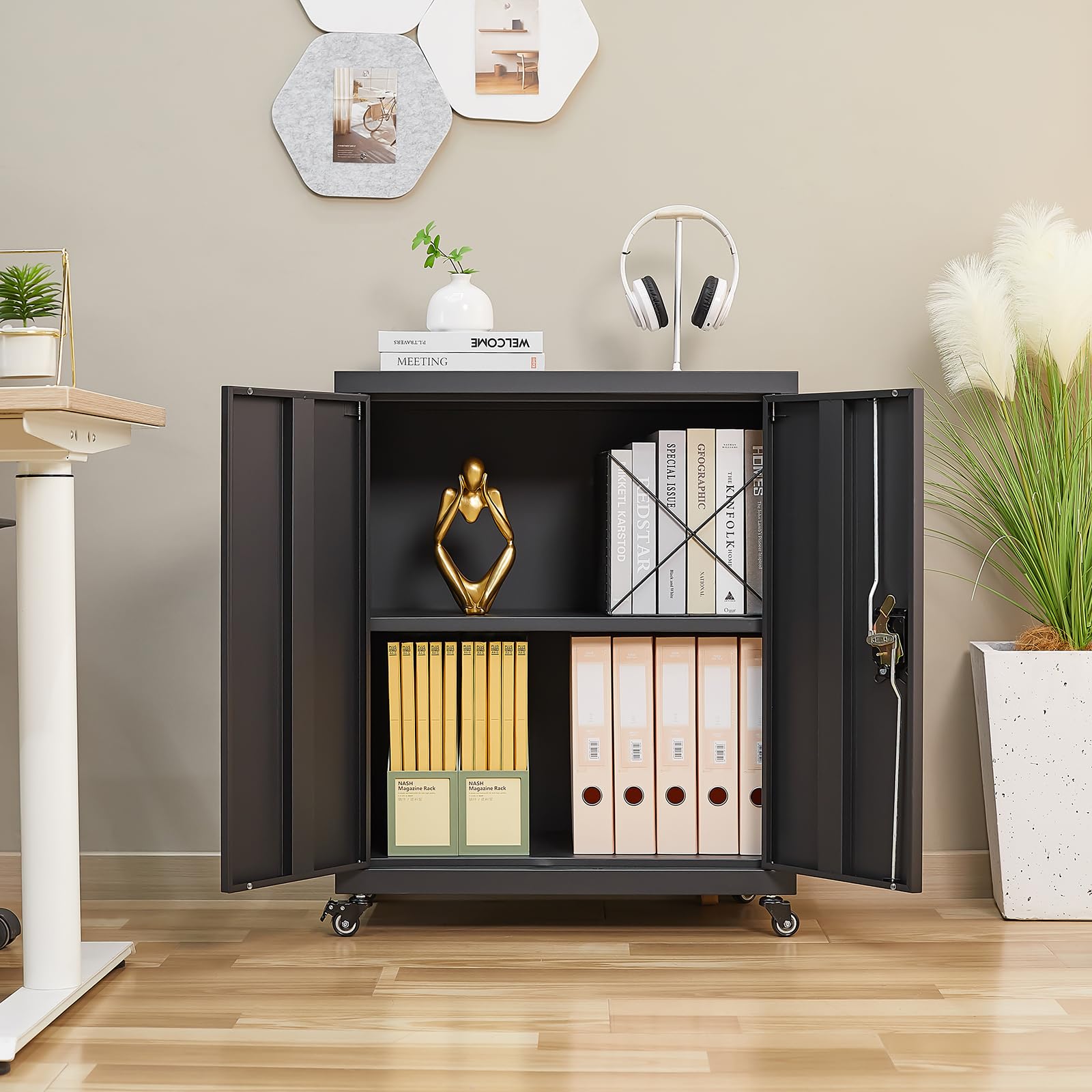 Metal Storage Cabinet with Wheels - 31.5