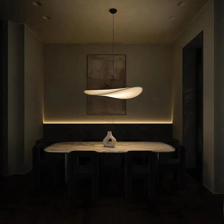 Modern Silk Oval Pendant Light - Minimalist Ceiling Lighting Fixture for Dining Room, Kitchen, or Bedroom Decor
