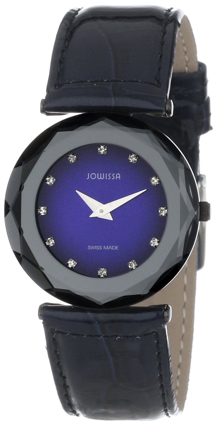Jowissa Women's J1.017.M Safira 99 Rhinestone Navy Blue Patent Leather Watch - Elegant Dress Watch for Business, Party & Special Occasions
