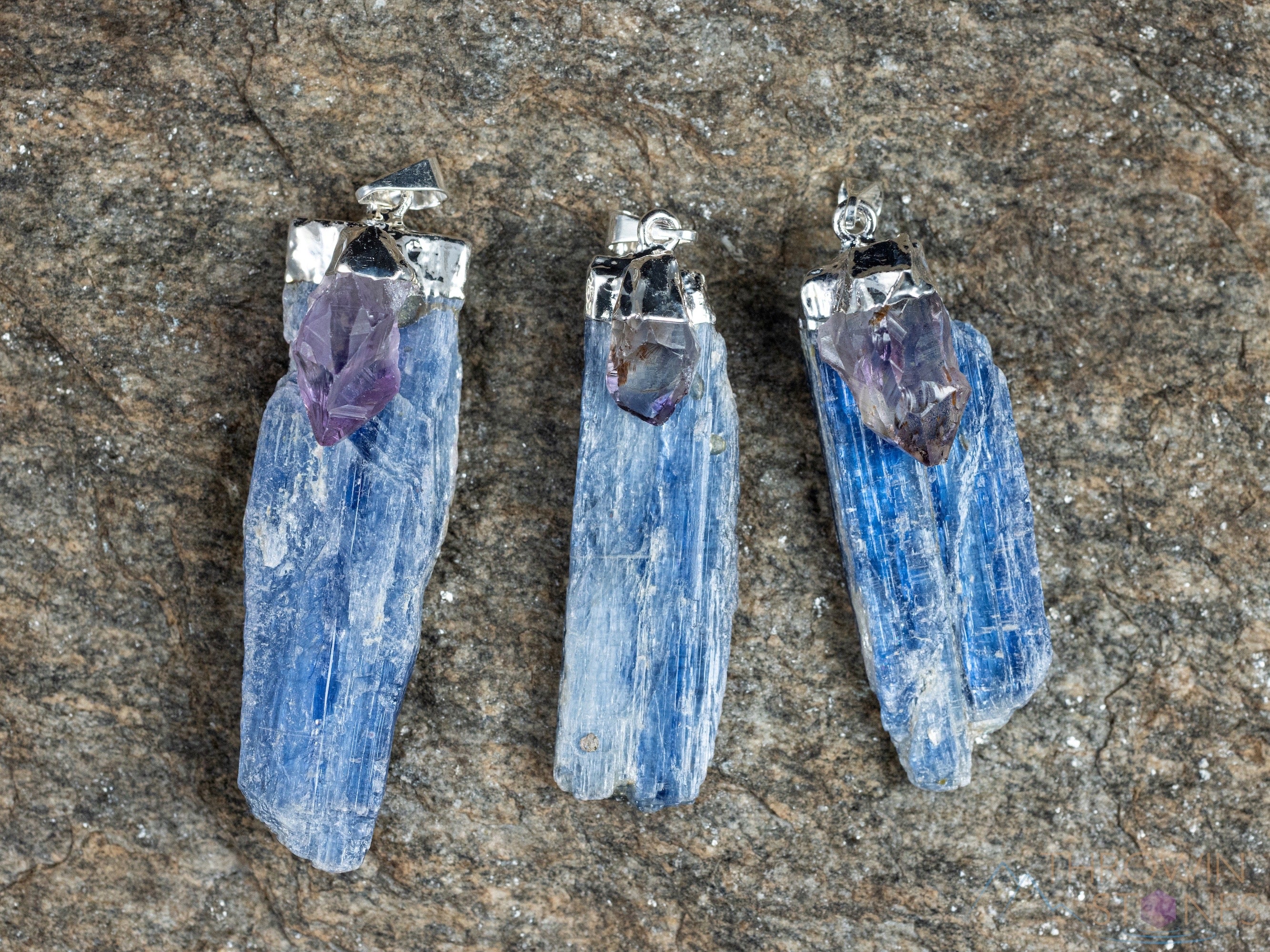 KYANITE & AMETHYST Raw Crystal Pendant Necklace - Sterling Silver Handmade Healing Jewelry with Natural Stones for Chakra Balancing & Spiritual Healing | Perfect for Meditation, Yoga & Energy Work
