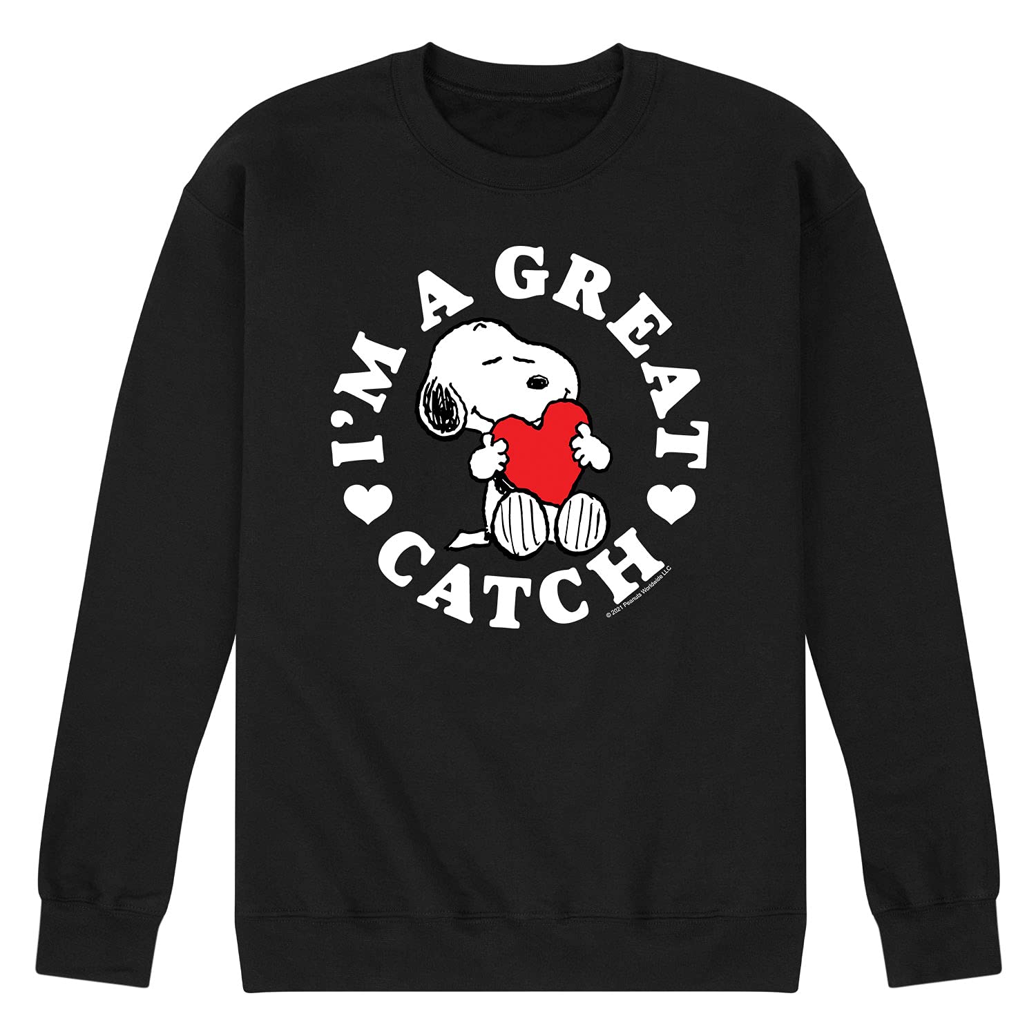 Peanuts Hybrid Apparel Great Catch Men's Fleece Crewneck Sweatshirt - Warm Casual Pullover for Fall & Winter Outfits, Lounge Wear, and Outdoor Activities