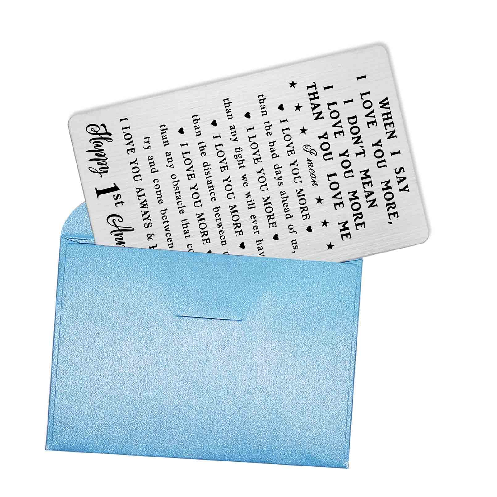 1st Anniversary Card for Husband - Romantic Engraved Wallet Card Gift for Men | Perfect 1 Year Wedding Anniversary Present for Him - Ideal for Special Occasions & Love Notes