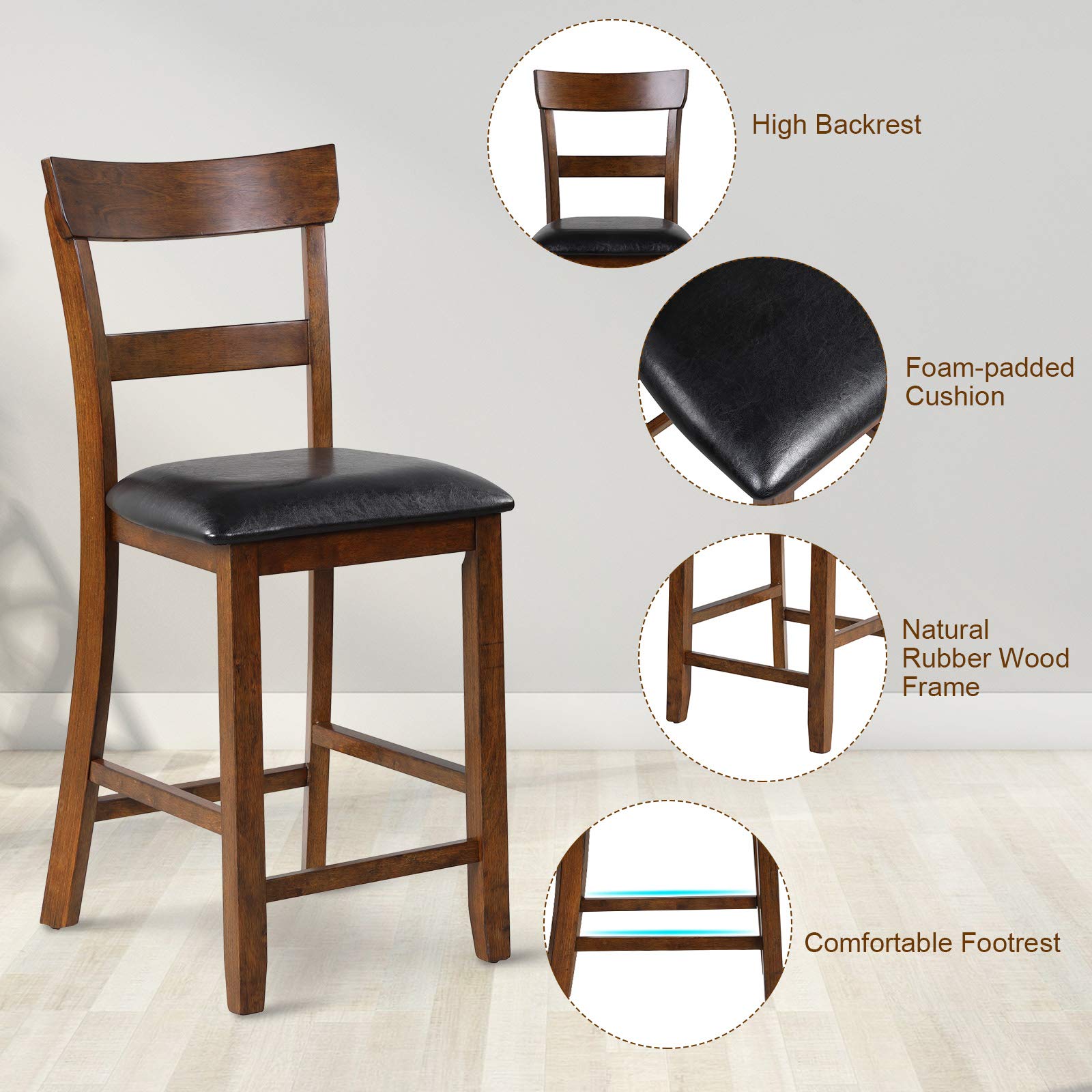 COSTWAY 4-Piece Bar Stool Set - 25.5
