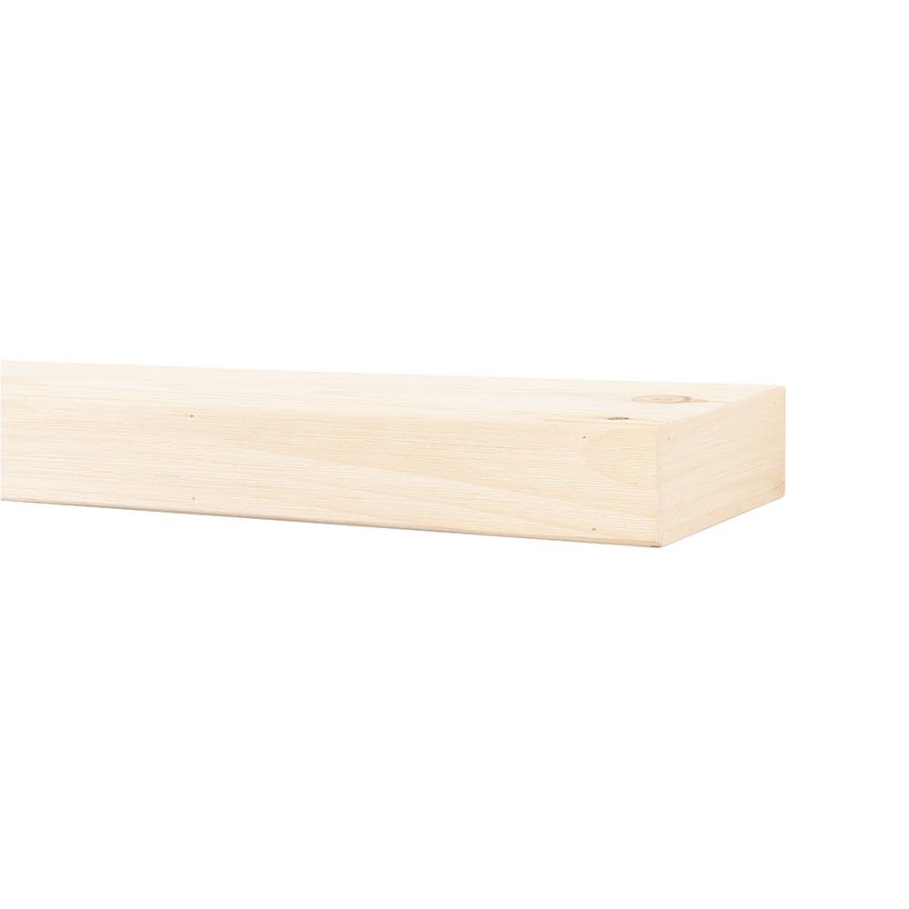 54 Inch Modern Ember Vara Wood Floating Mantel Shelf - 3 Inch Height with Natural Grain Variations & Distressing - Wall Mounted Wooden Shelf for Fireplace Decor, Living Room, Bedroom & Home Interior Design