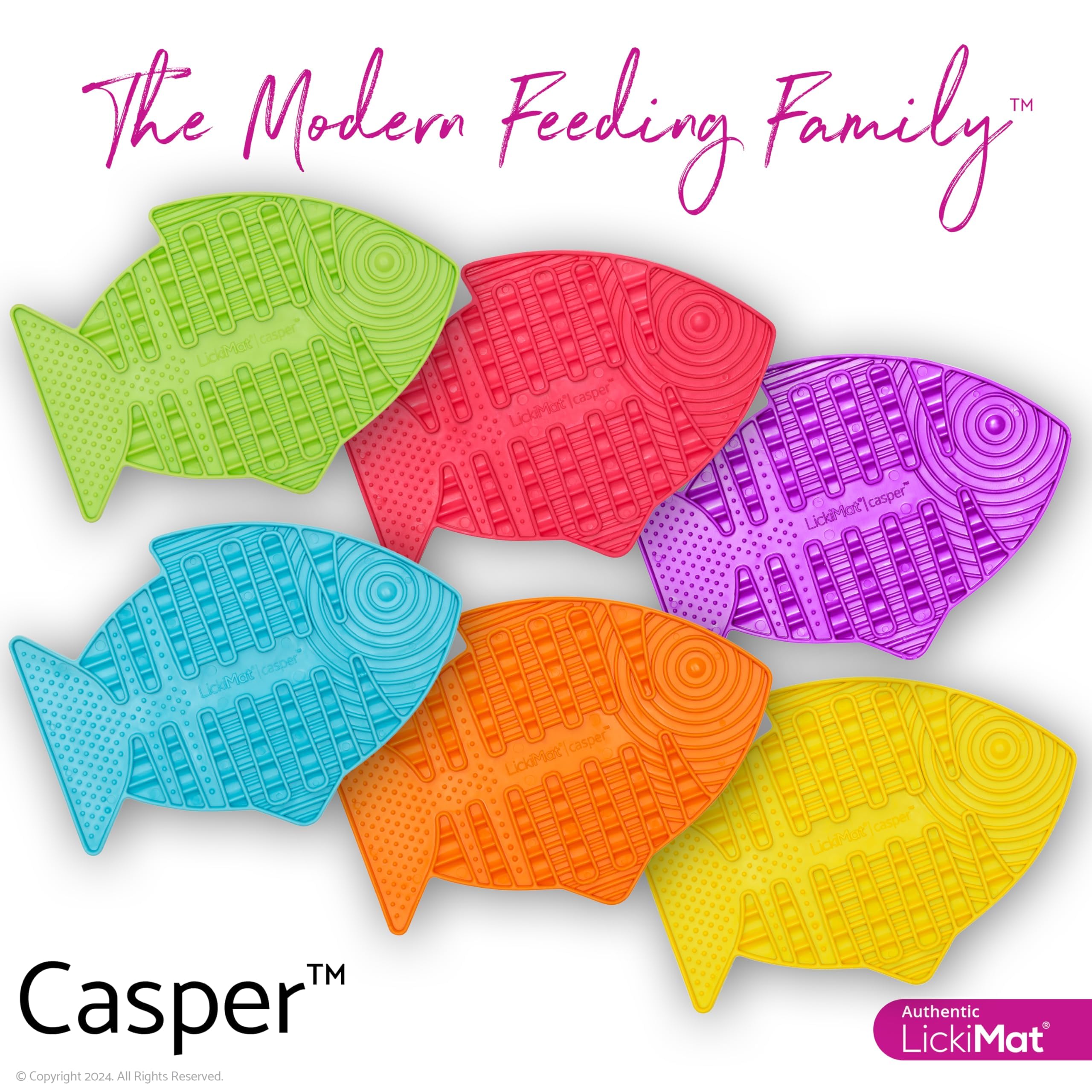 Fish-Shaped LickiMat Casper - Slow Feeder Cat Lick Mat for Anxiety Relief & Boredom - Perfect for Wet Food, Treats, Yogurt & Peanut Butter - Fun Alternative to Slow Feed Cat Bowls - Great for Grooming, Mealtime & Stress Relief - Orange Pet Supplies